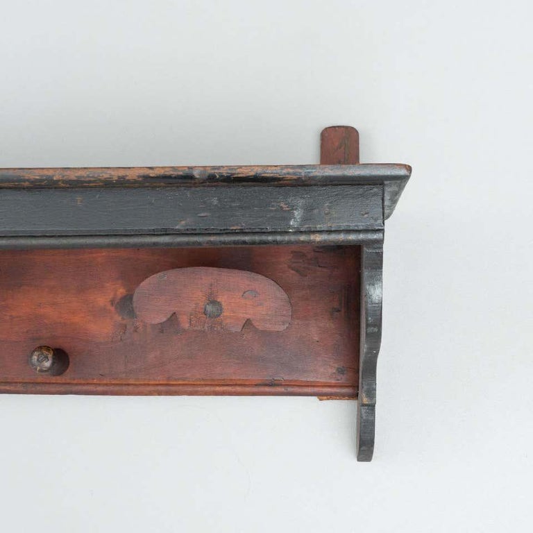 Spanish Antique Traditional Rustic Wood Hanger, circa 1930 For Sale at