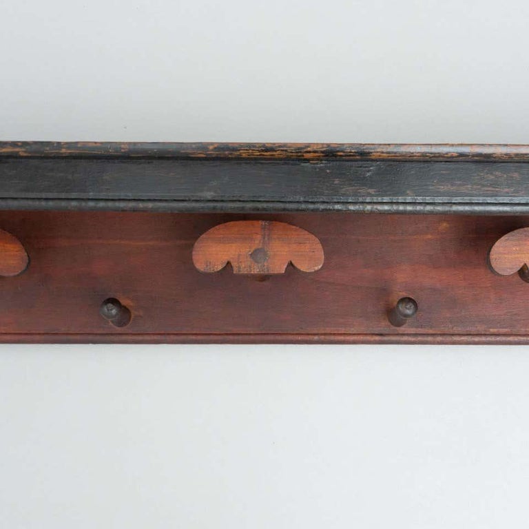 Spanish Antique Traditional Rustic Wood Hanger, circa 1930 For Sale at