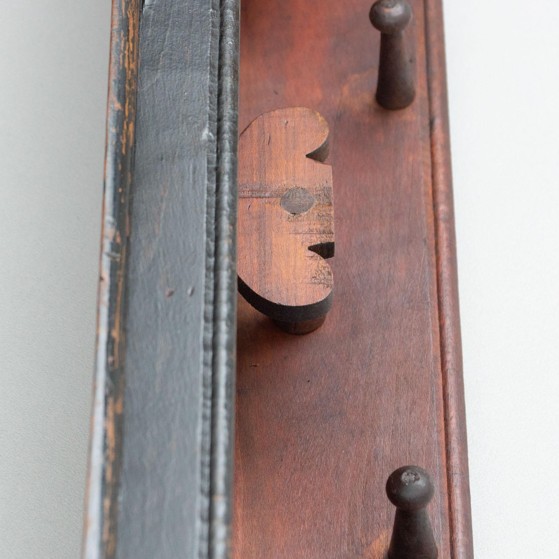 Spanish Antique Traditional Rustic Wood Hanger, circa 1930 13