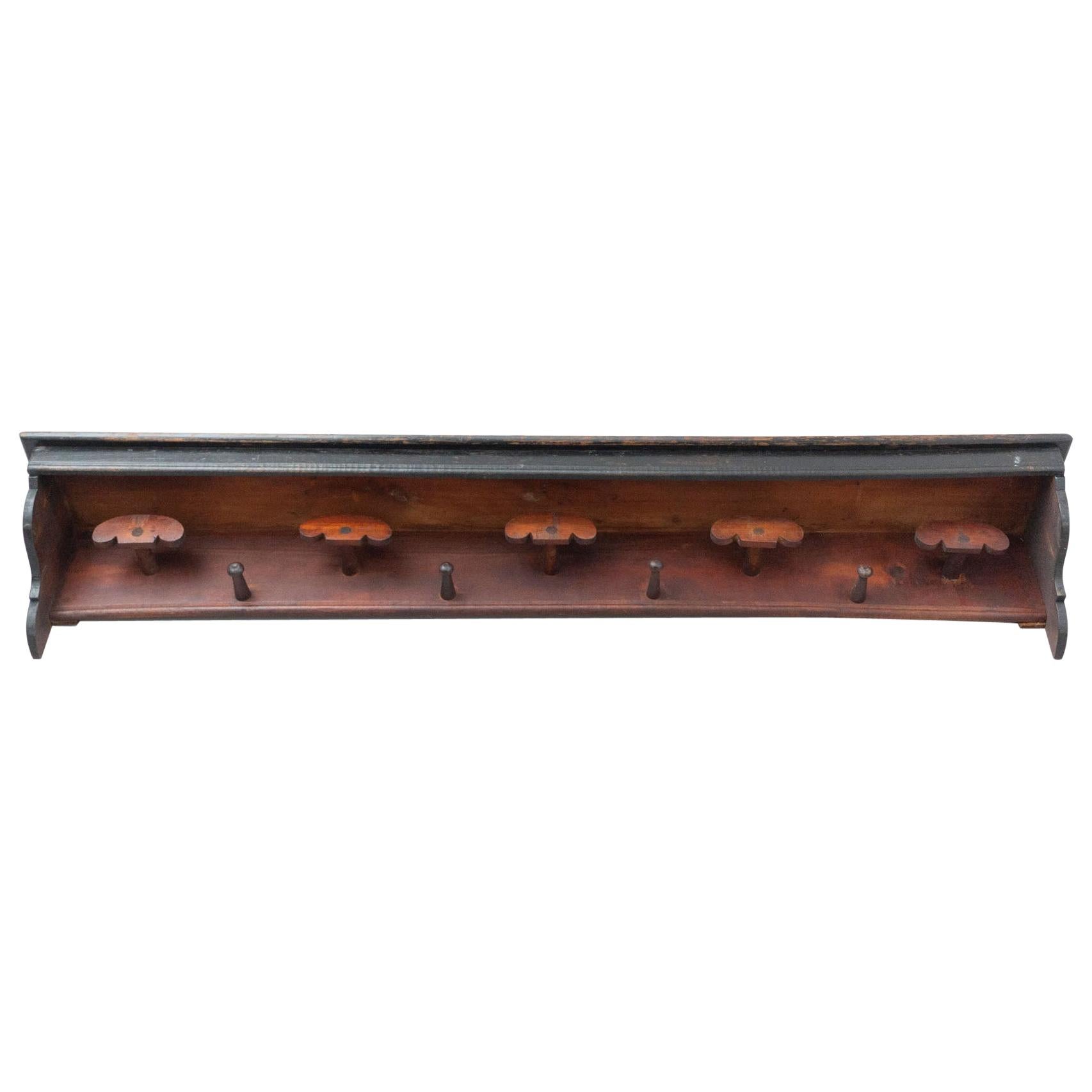 Spanish Antique Traditional Rustic Wood Hanger, circa 1930