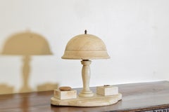 Spanish Art Deco Alabaster Desk Lamp and Inkwell Set
