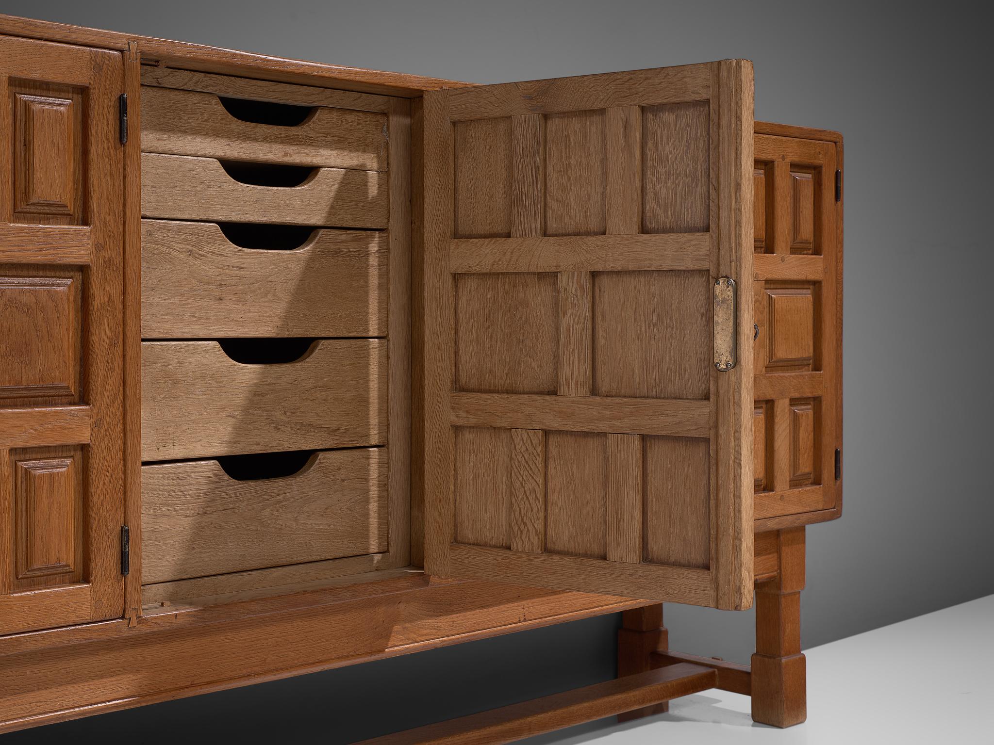 Mid-20th Century Spanish Art Deco Credenza with Geometric Doors