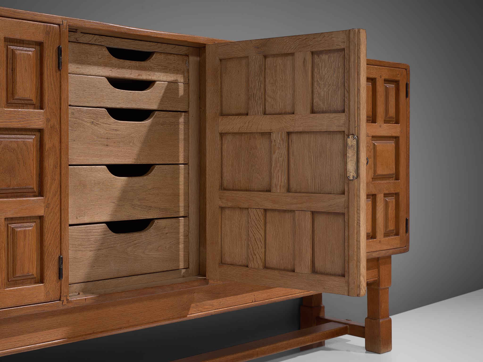 Mid-20th Century Spanish Art Deco Credenza with Geometric Doors