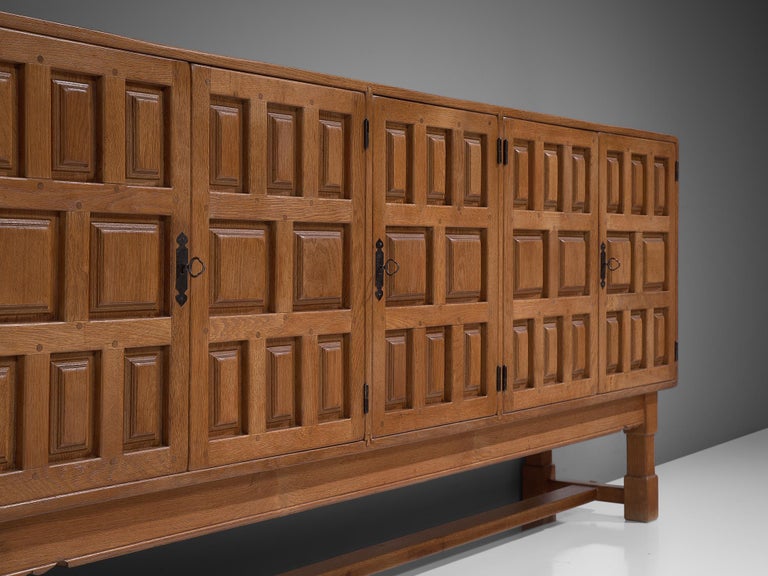 Spanish Art Deco Credenza with Geometric Doors For Sale at 1stDibs