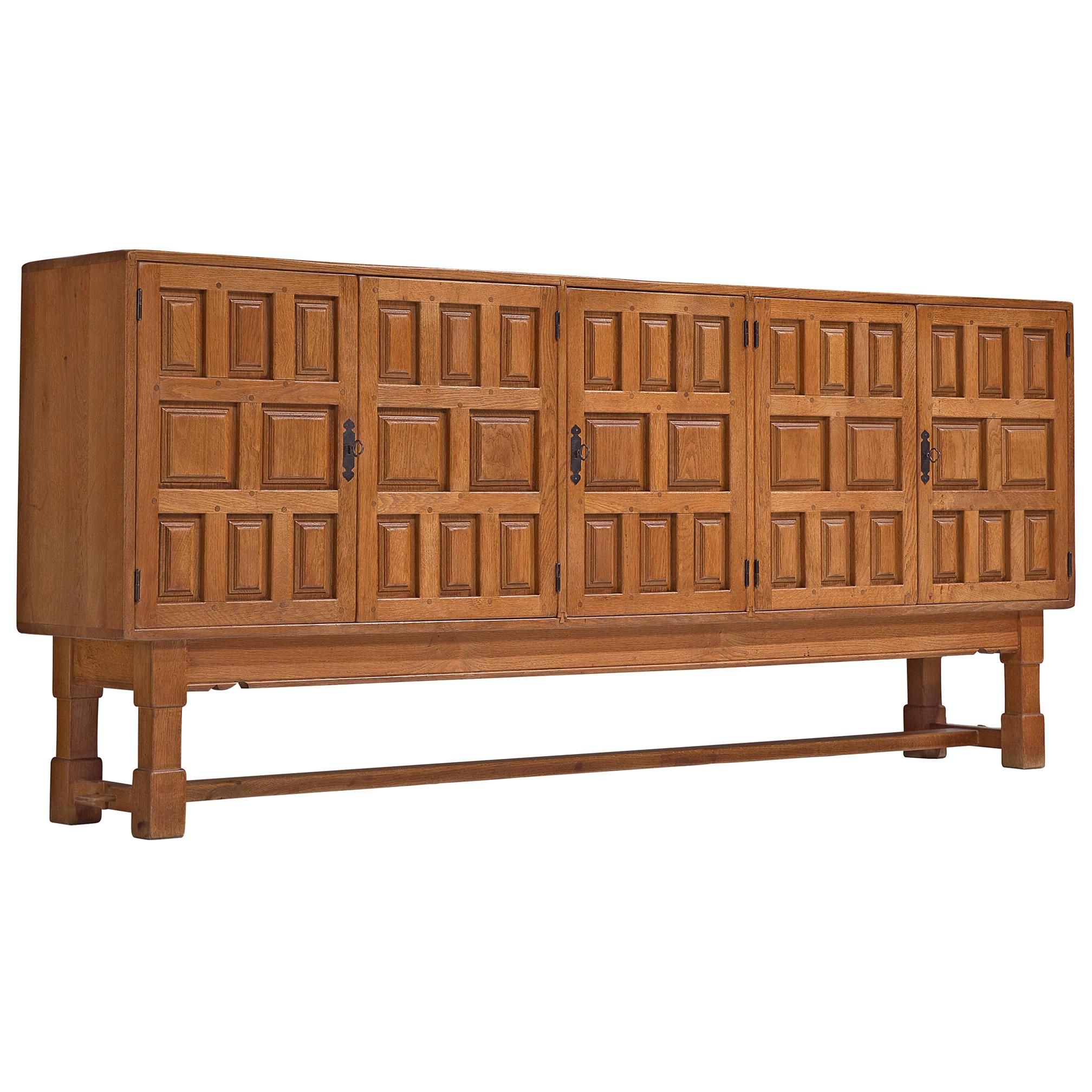 Spanish Art Deco Credenza with Geometric Doors