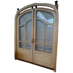 Spanish Art Nouveau Double Sliding Wooden Door