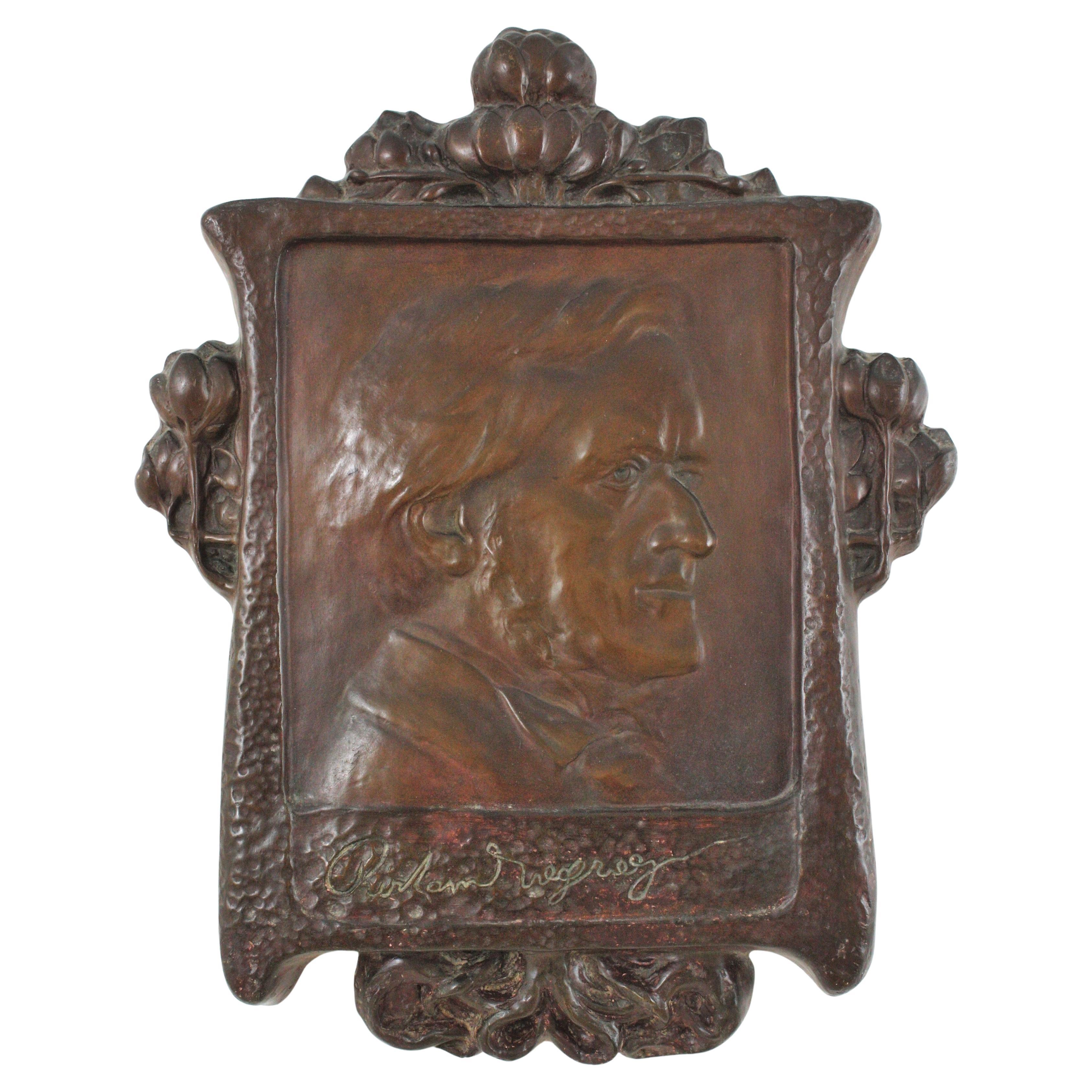 Spanish Art Nouveau Richard Wagner Bas Relief Stucco Wall Decoration