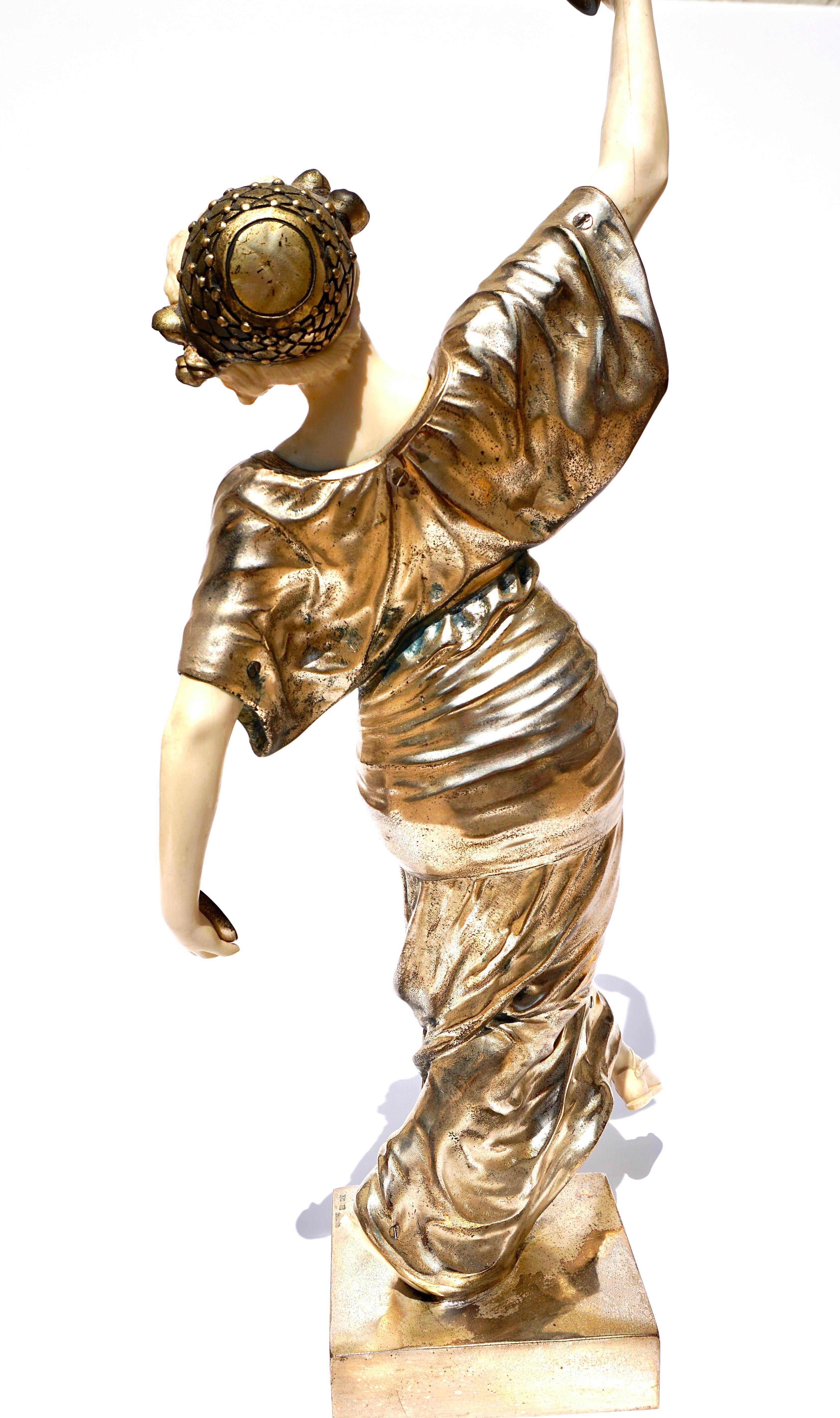 Spanish Art Nouveau Silvered Bronze by Gustavo Obiols 6