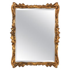 Spanish Art Nouveau Wall Mirror in Giltwood