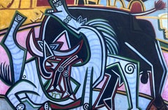 Riesige zeitgenössische spanische signiert Ölgemälde Picasso Stil Pferd abstrakte Malerei