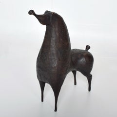 Spanish Artist Ramon Prats Abstract Horse Sculpture in Bronze 1960s Mexico