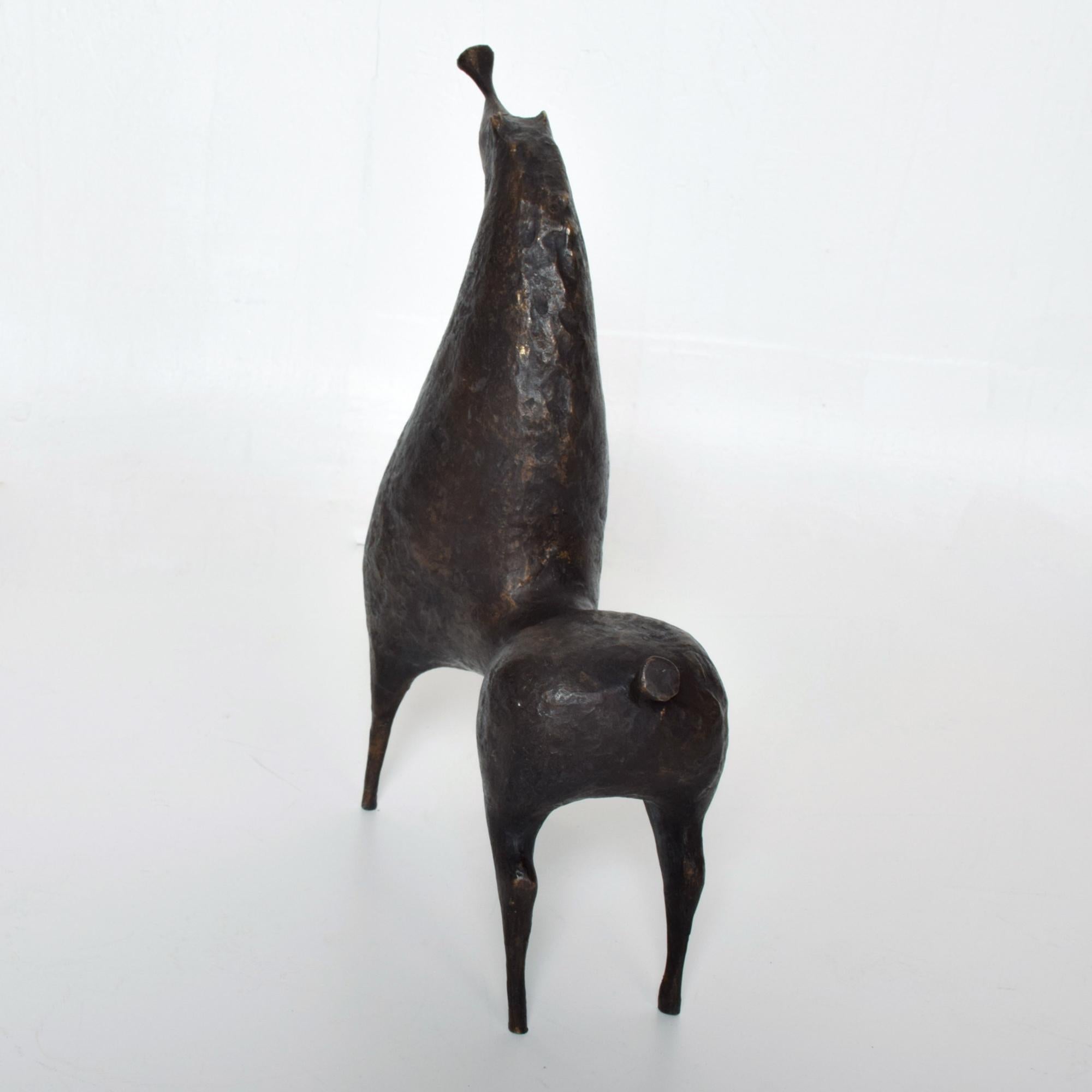 Mexican Spanish Artist Ramon Prats Abstract Horse Sculpture in Bronze 1960s Mexico