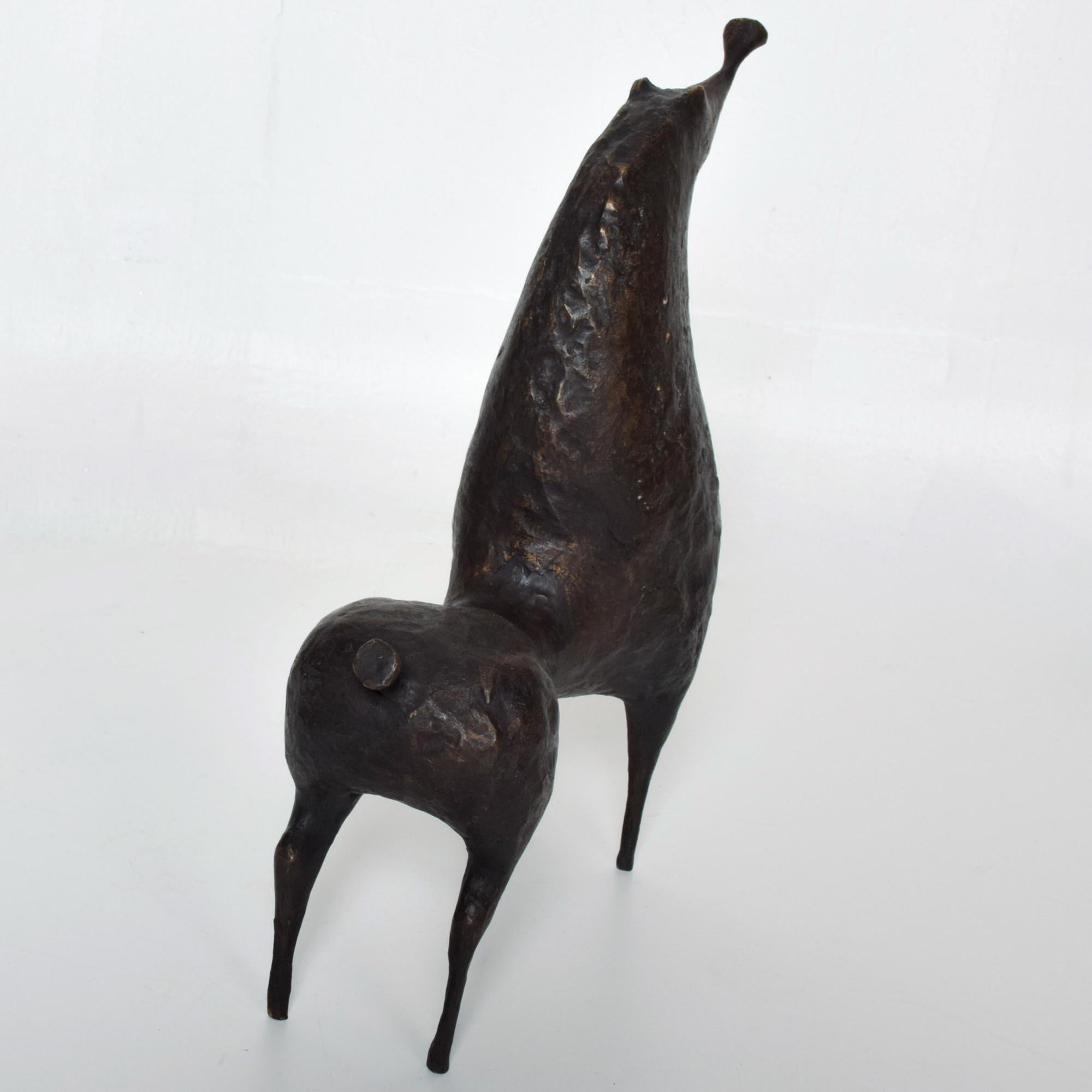 Patinated Spanish Artist Ramon Prats Abstract Horse Sculpture in Bronze 1960s Mexico