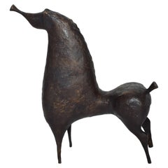 Spanish Artist Ramon Prats Abstract Horse Sculpture in Bronze 1960s Mexico
