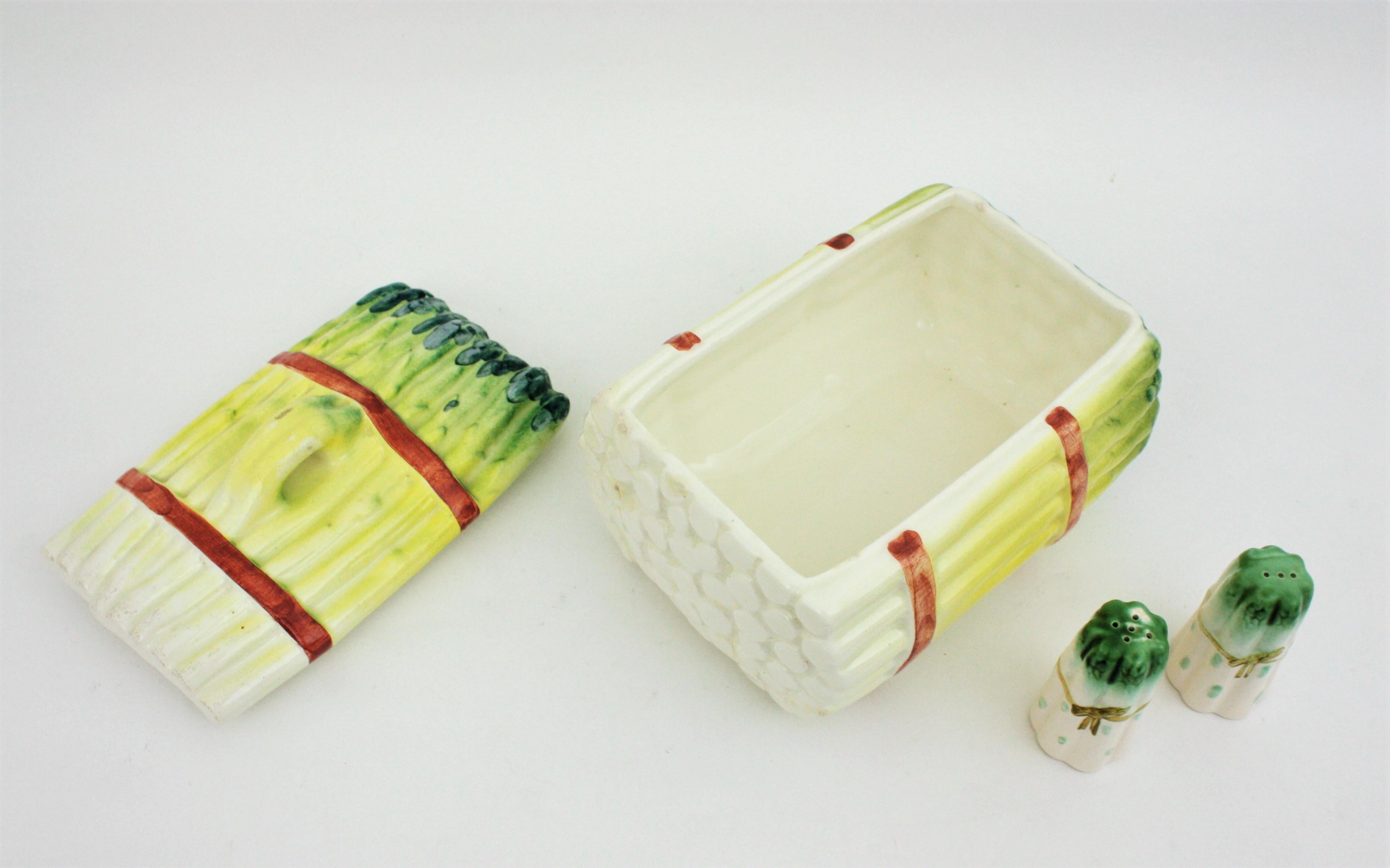 Midcentury Majolica Glazed Ceramic Asparagus Serving Set, Spain, 1960s For Sale 3