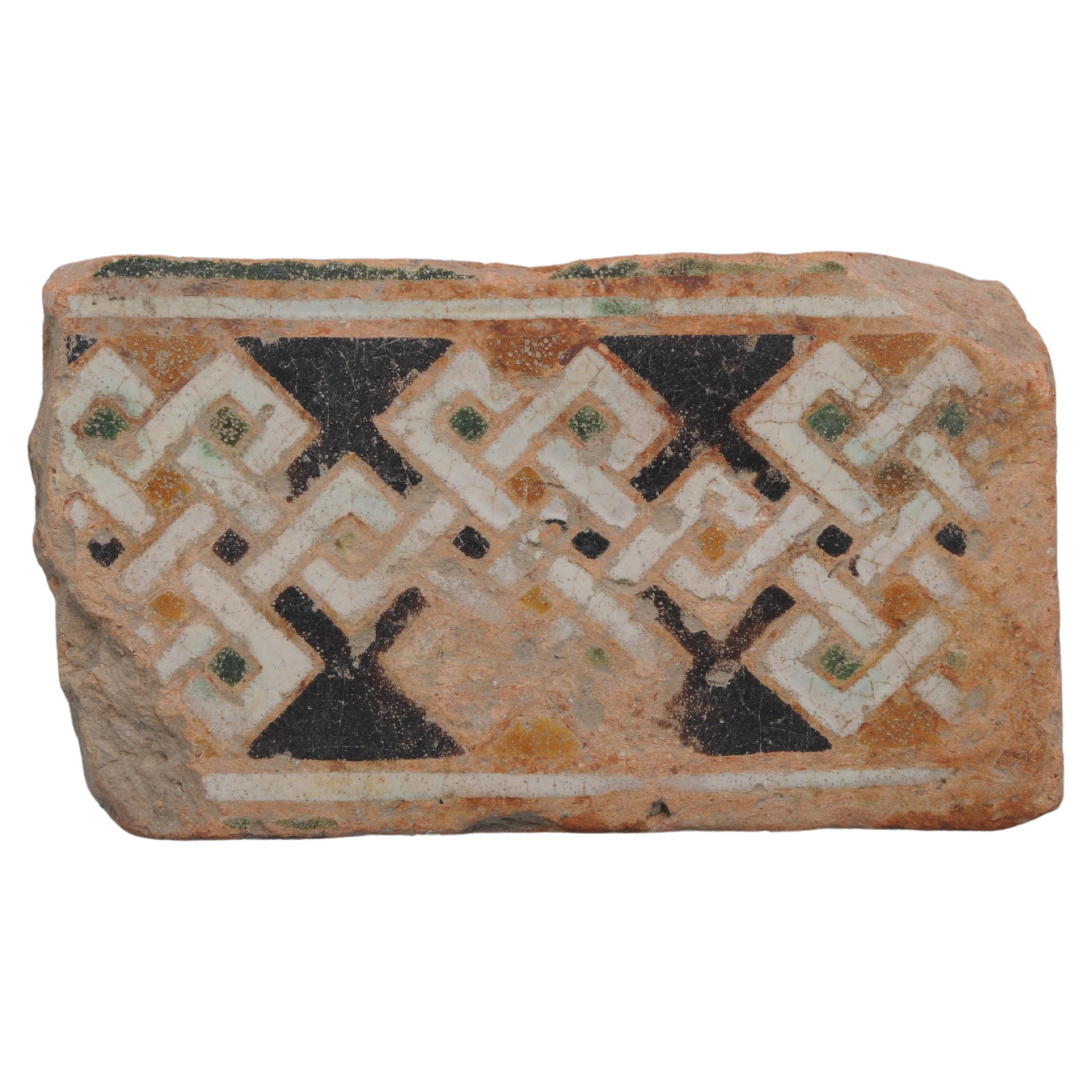 Tile arabe/mudejar espagnol Azulejo - Arista y Cuenca - 15e siècle en vente