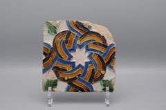 Spanish Azulejo Geometric Tile Arista y Cuenca - Sevilla 16th century
