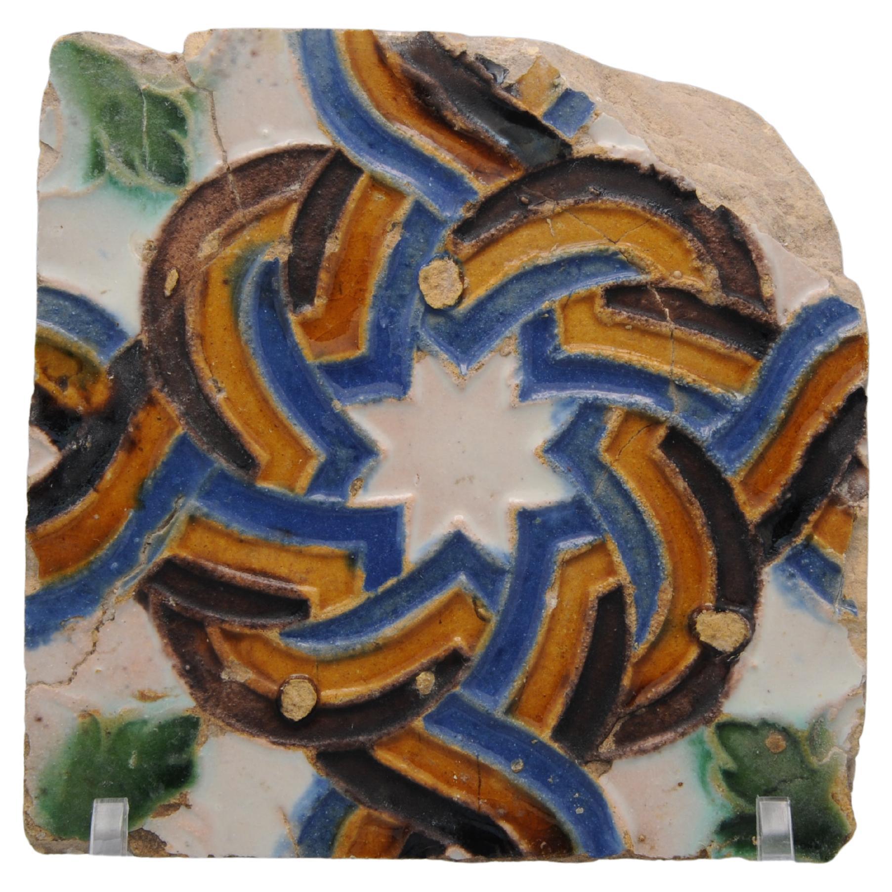 Mattonella geometrica Azulejo spagnola Arista y Cuenca - Siviglia XVI secolo