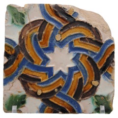 Tile géométrique espagnol Azulejo Arista y Cuenca - Sevilla 16ème siècle