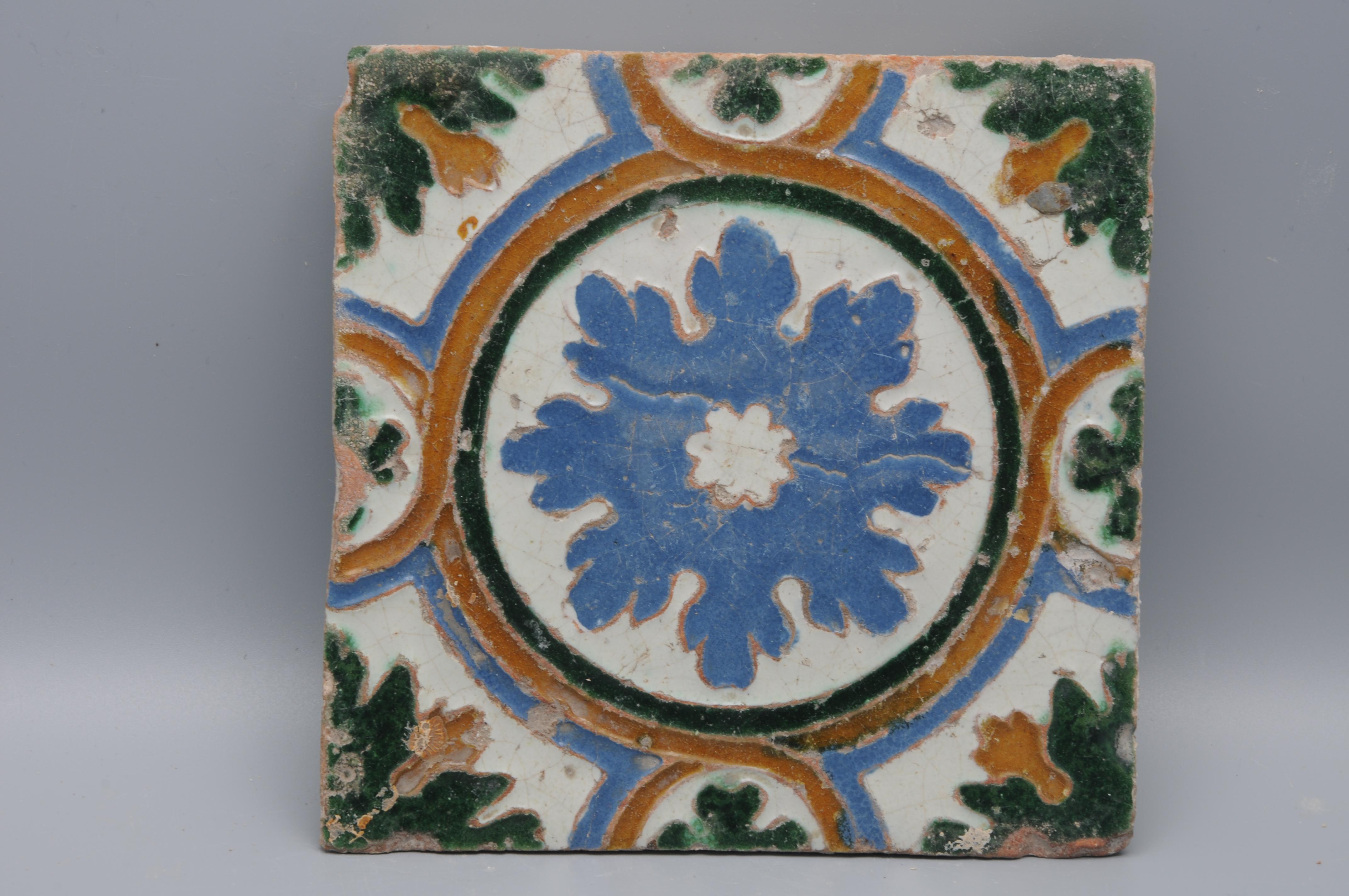 Spanish Azulejo pair of Tiles Arista y Cuenca - Toledo 16th century en venta 2