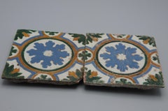 Spanish Azulejo pair of Tiles Arista y Cuenca - Toledo 16th century