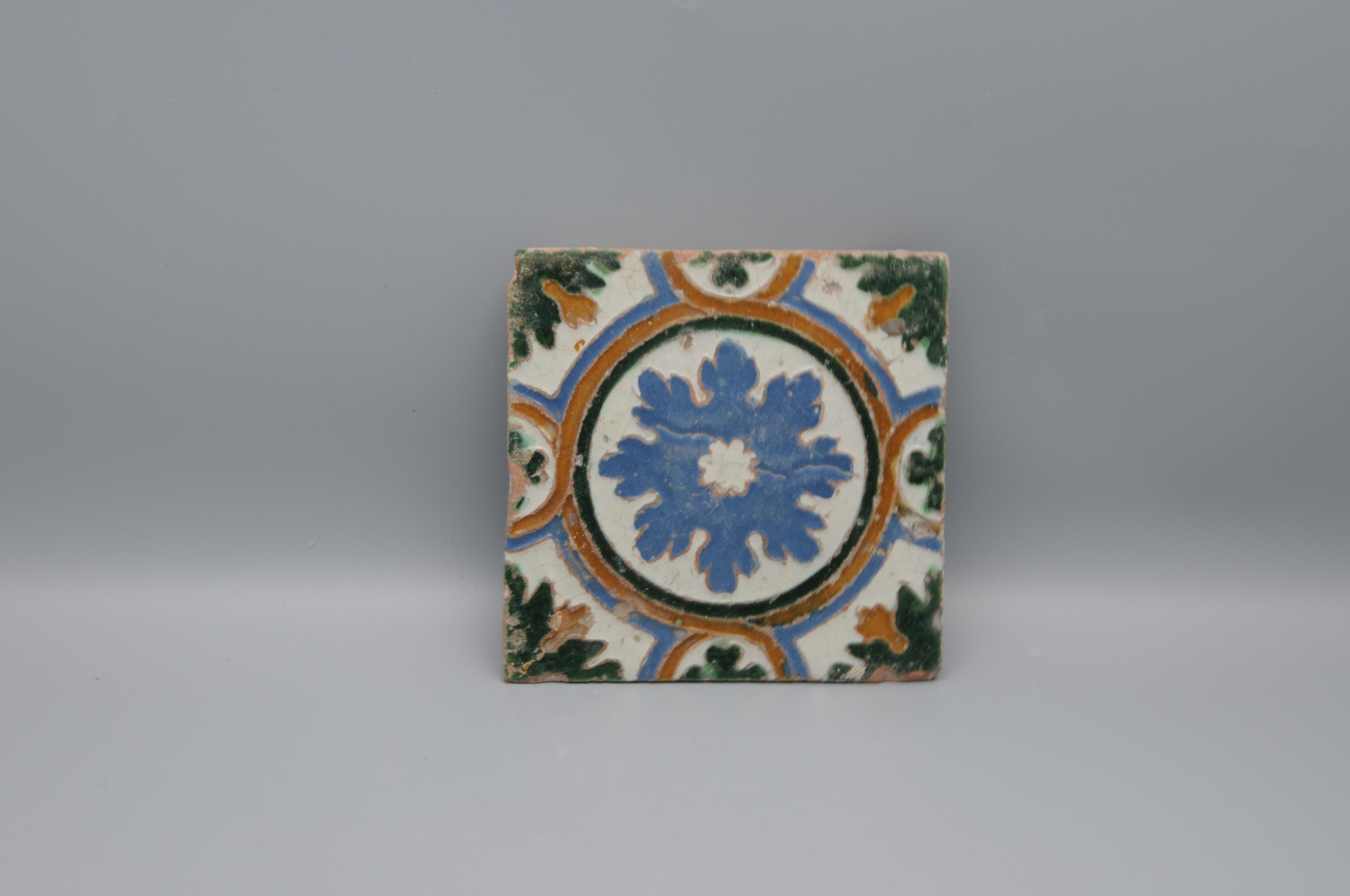 Spanish Azulejo pair of Tiles Arista y Cuenca - Toledo 16th century en venta 1