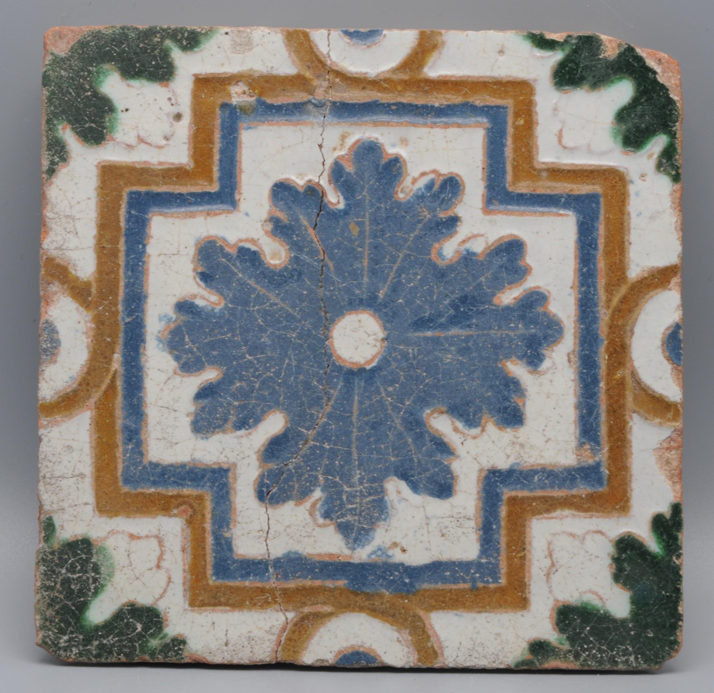 Spanish Azulejo set of 4 tiles Arista y Cuenca - Toledo 16th century en venta 5
