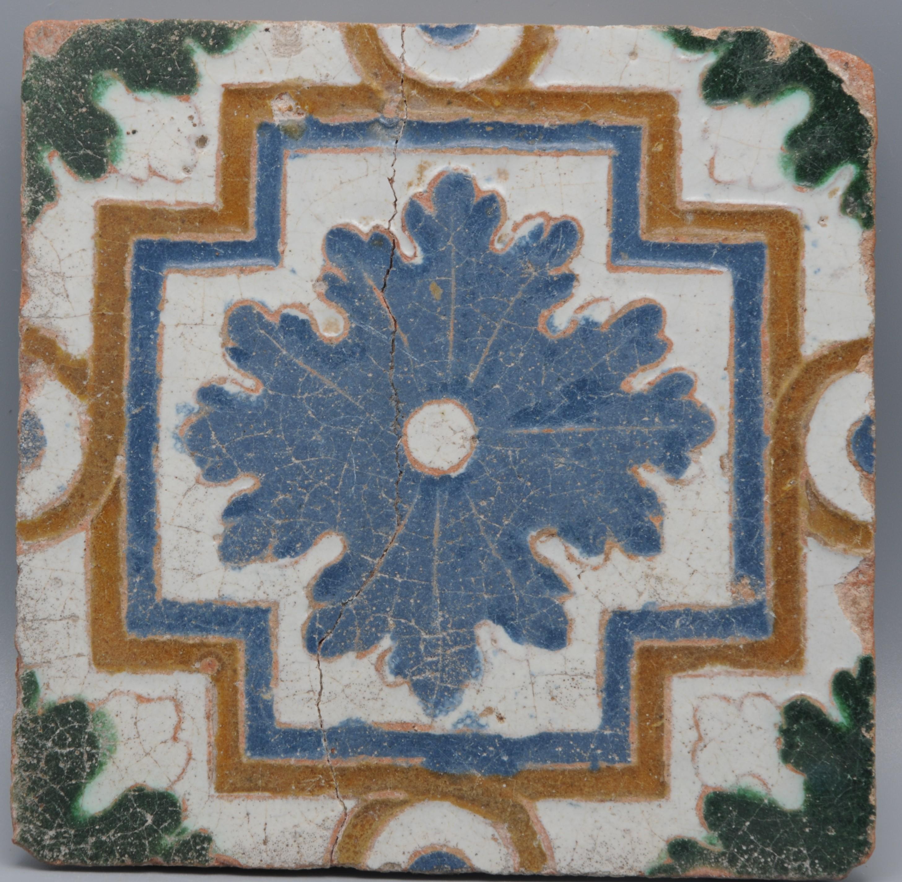 Spanish Azulejo set of 4 tiles Arista y Cuenca - Toledo 16th century en venta 6