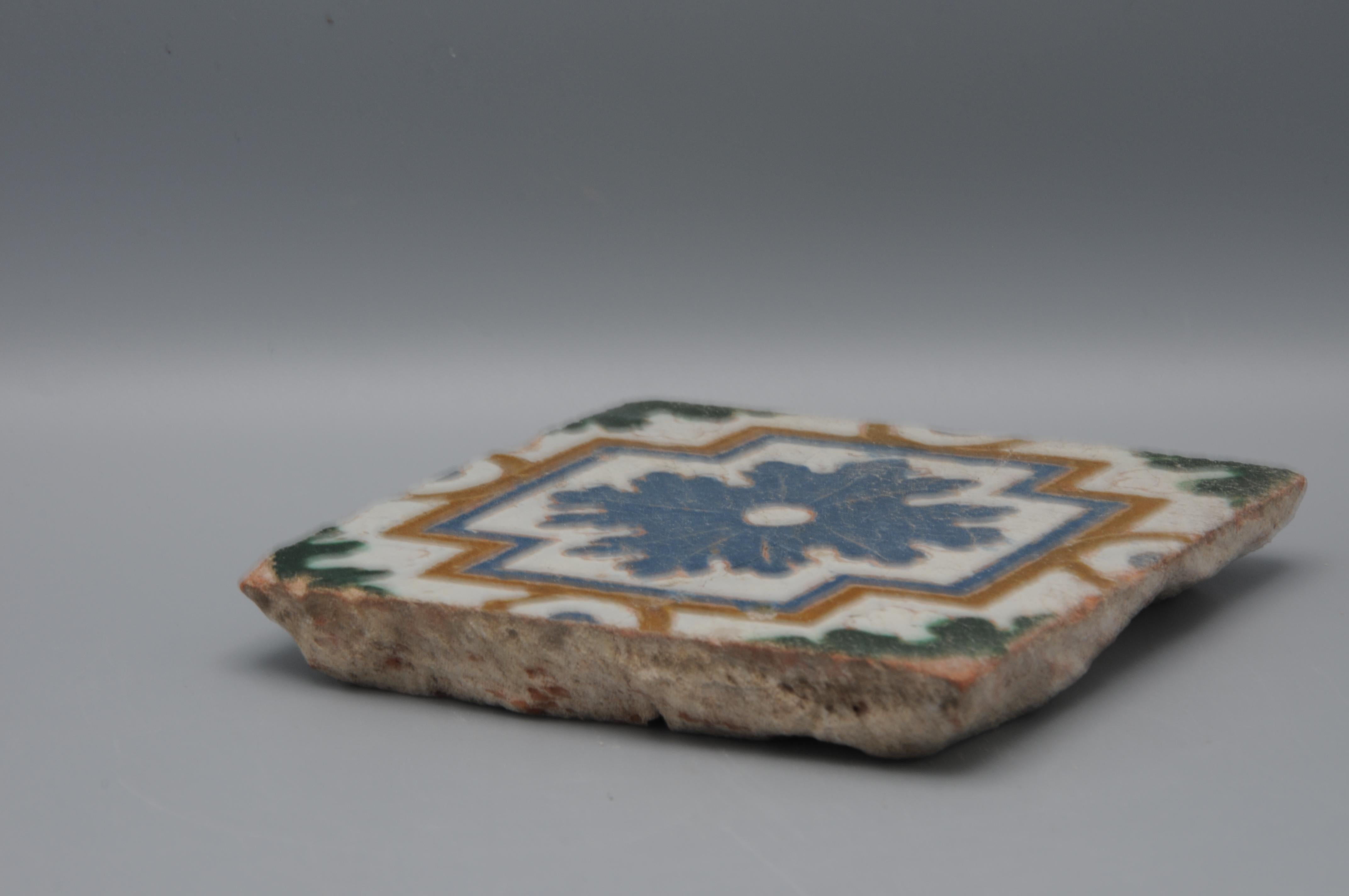 Spanish Azulejo set of 4 tiles Arista y Cuenca - Toledo 16th century en venta 9
