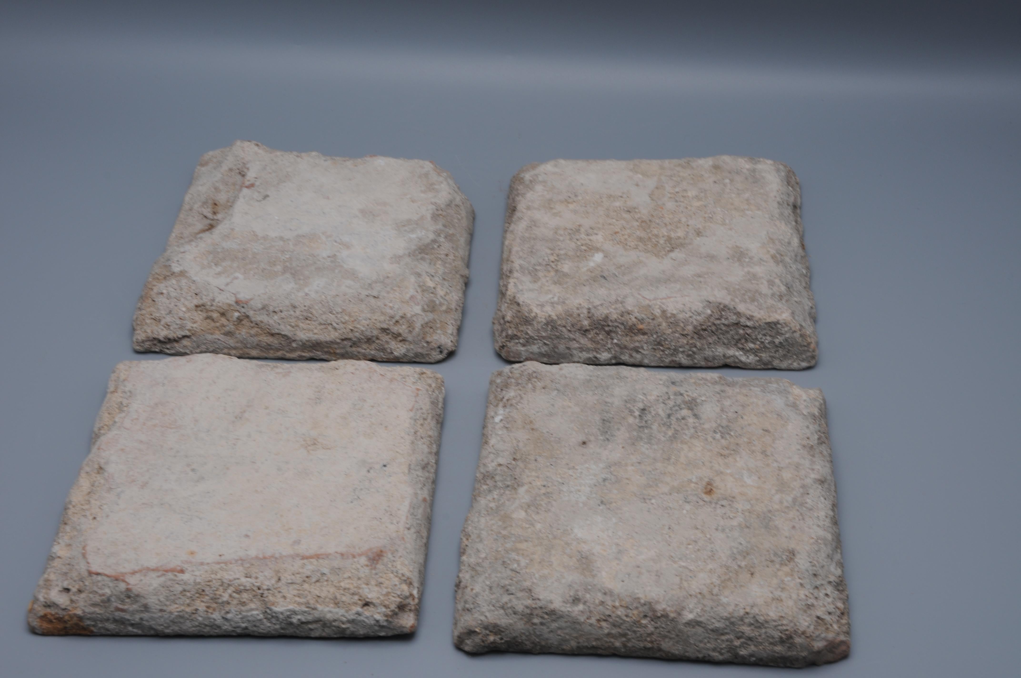 Champlevé Spanish Azulejo set of 4 tiles Arista y Cuenca - Toledo 16th century For Sale