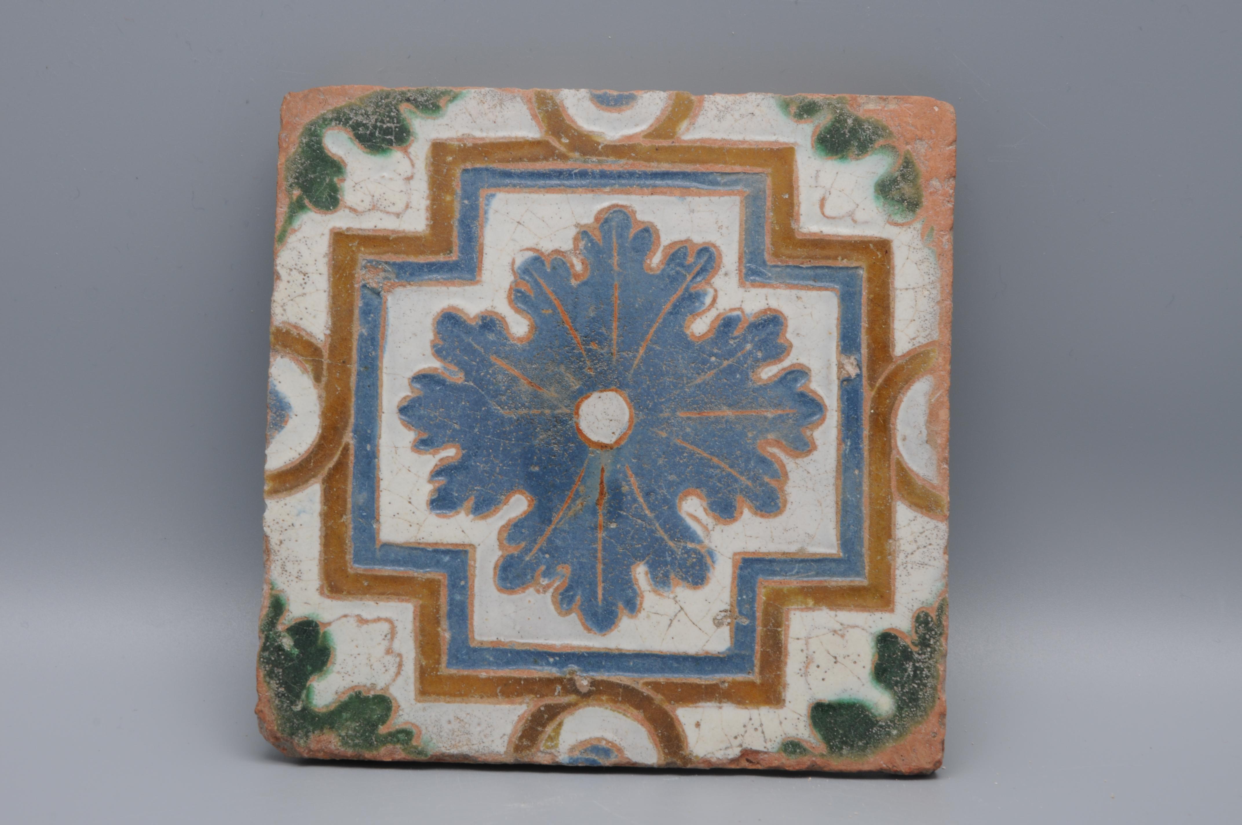 Spanish Azulejo set of 4 tiles Arista y Cuenca - Toledo 16th century siglo XVIII y antes en venta