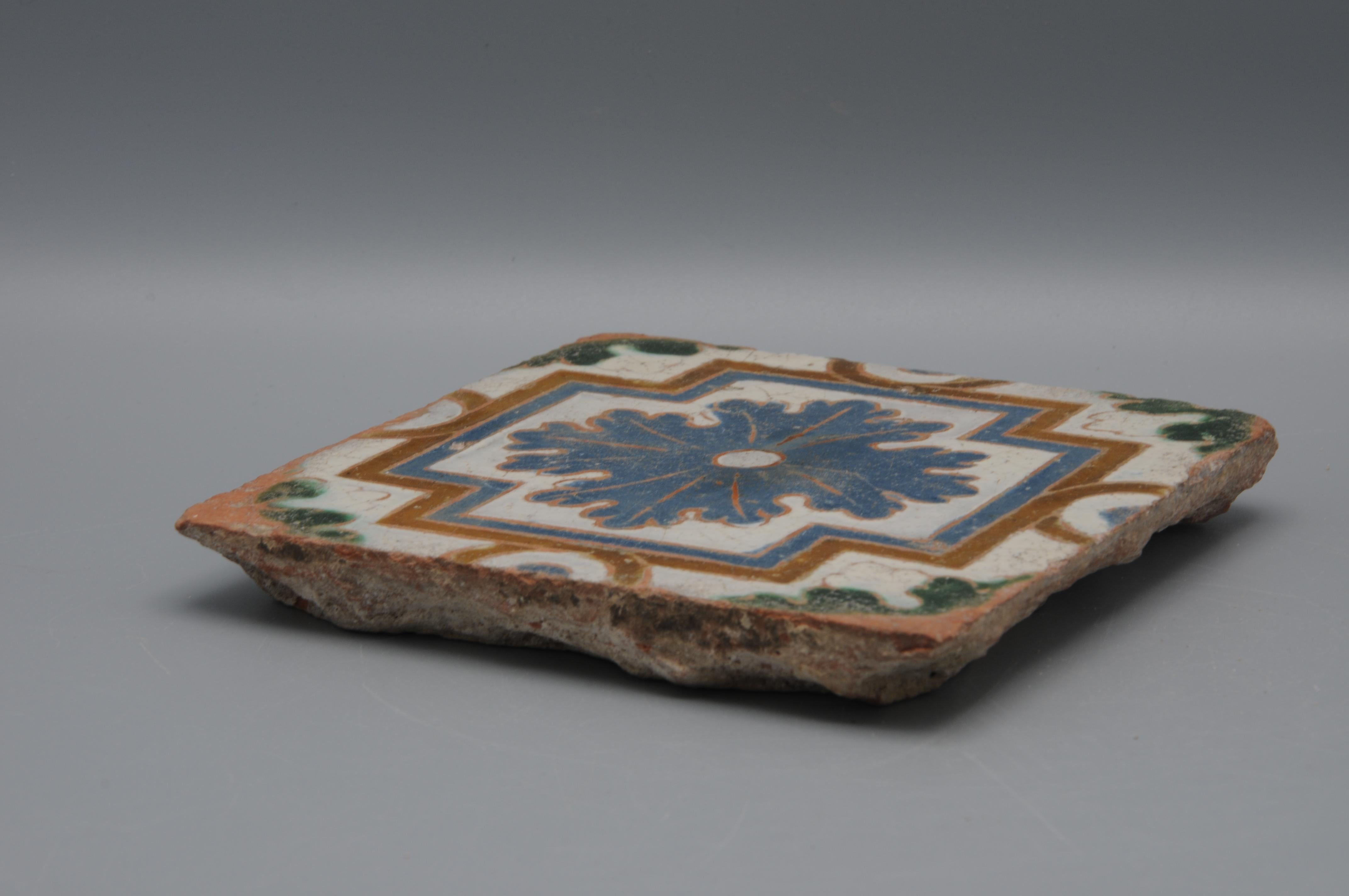 Spanish Azulejo set of 4 tiles Arista y Cuenca - Toledo 16th century en venta 1
