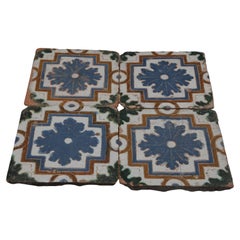 Spanish Azulejo set of 4 tiles Arista y Cuenca - Toledo 16th century