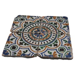 Spanish Azulejo set of 4 tiles Arista y Cuenca - Toledo 16th century