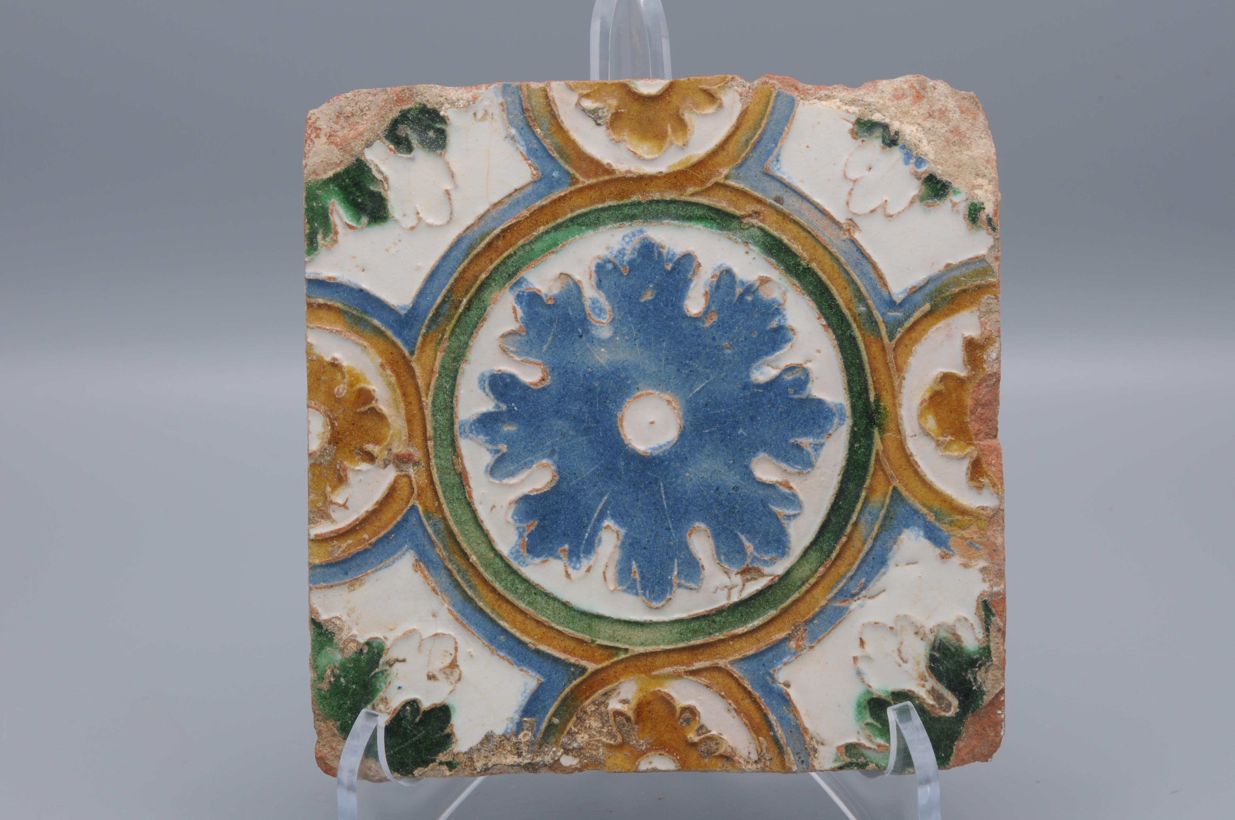 Hand-Crafted Spanish Azulejo Tile Arista y Cuenca - Toledo 16th century