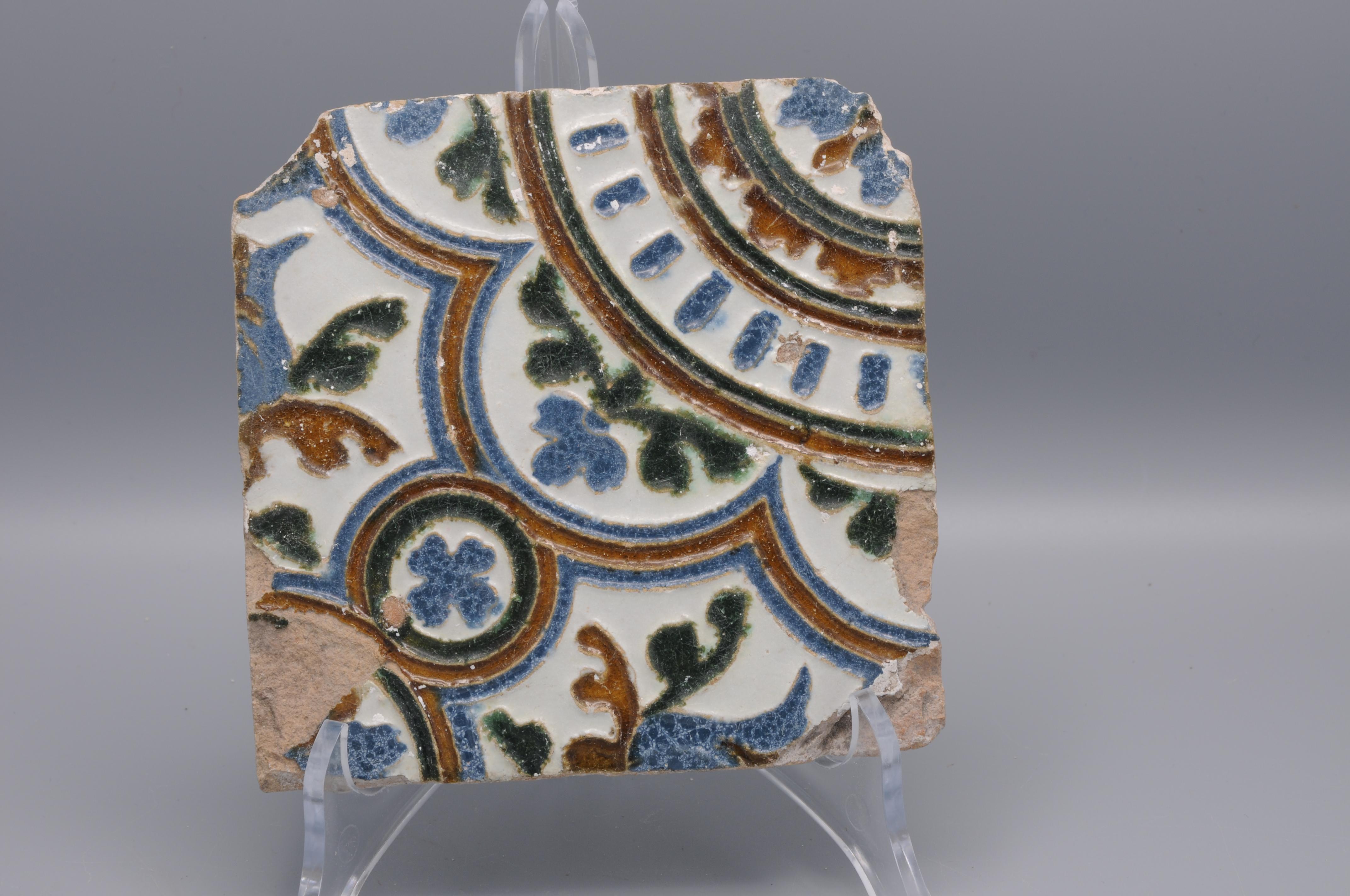 Fatto a mano Mattonella azulejo spagnola Arista y Cuenca - Toledo XVI secolo in vendita