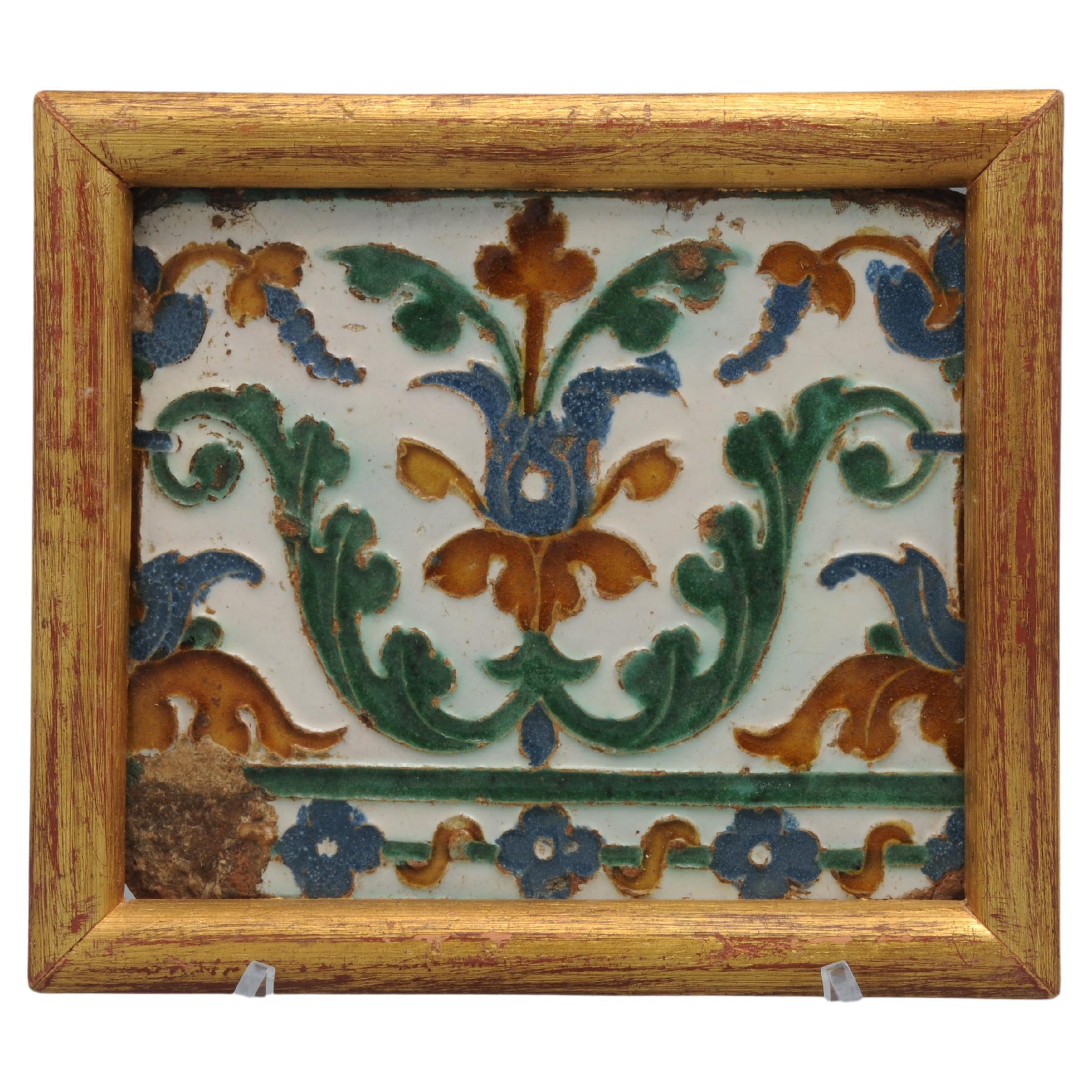 Spanische Azulejo-Kachel Arista y Cuenca aus Toledo, 16. Jahrhundert im Angebot