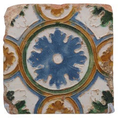 Antique Spanish Azulejo Tile Arista y Cuenca - Toledo 16th century