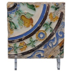 Spanish Azulejo Tile Arista y Cuenca - Toledo 17th century