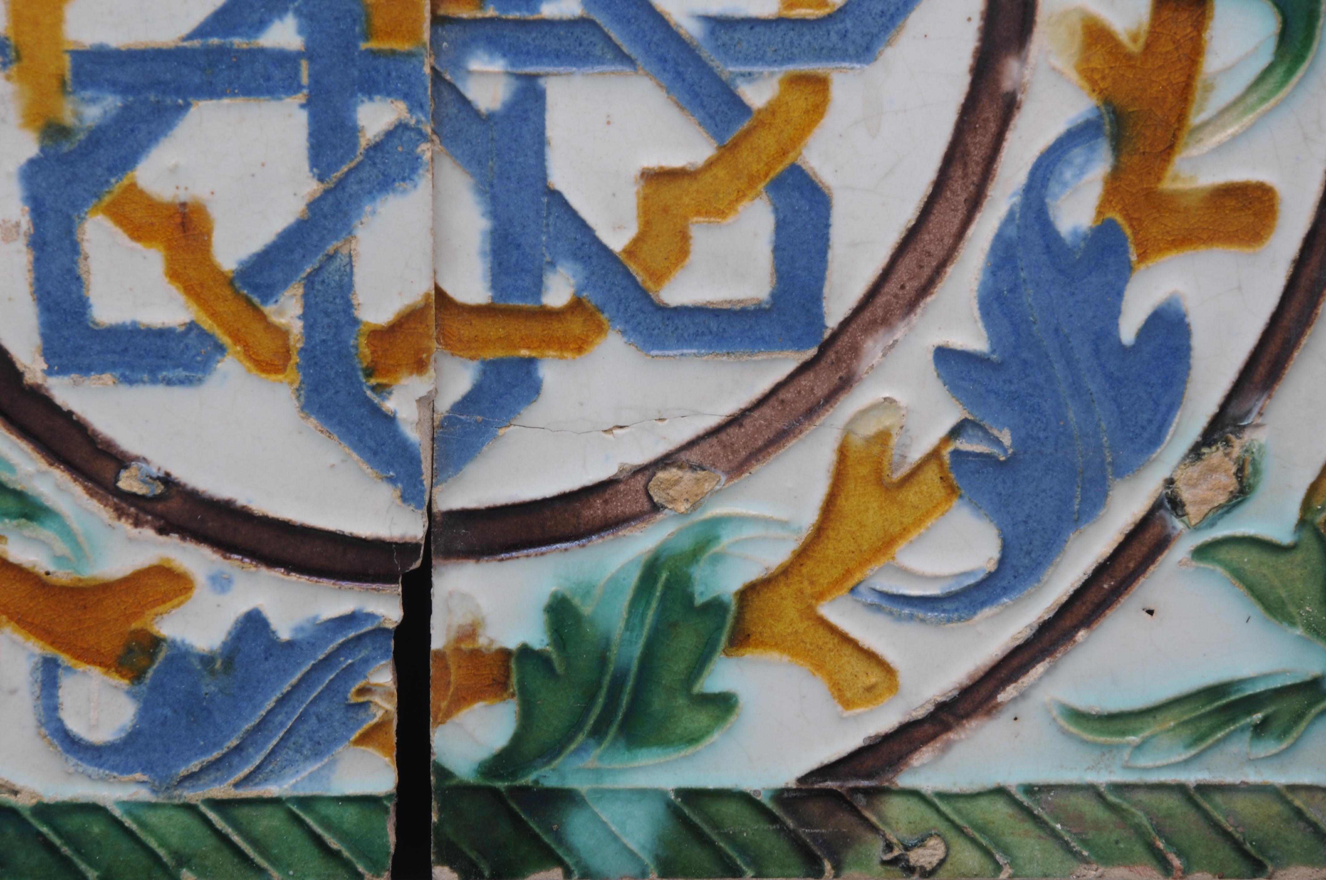 Spanische Azulejo-Kacheln „Dos por Tabla“ – Arista y Cuenca – Toledo, 16. Jahrhundert (Handgefertigt)
