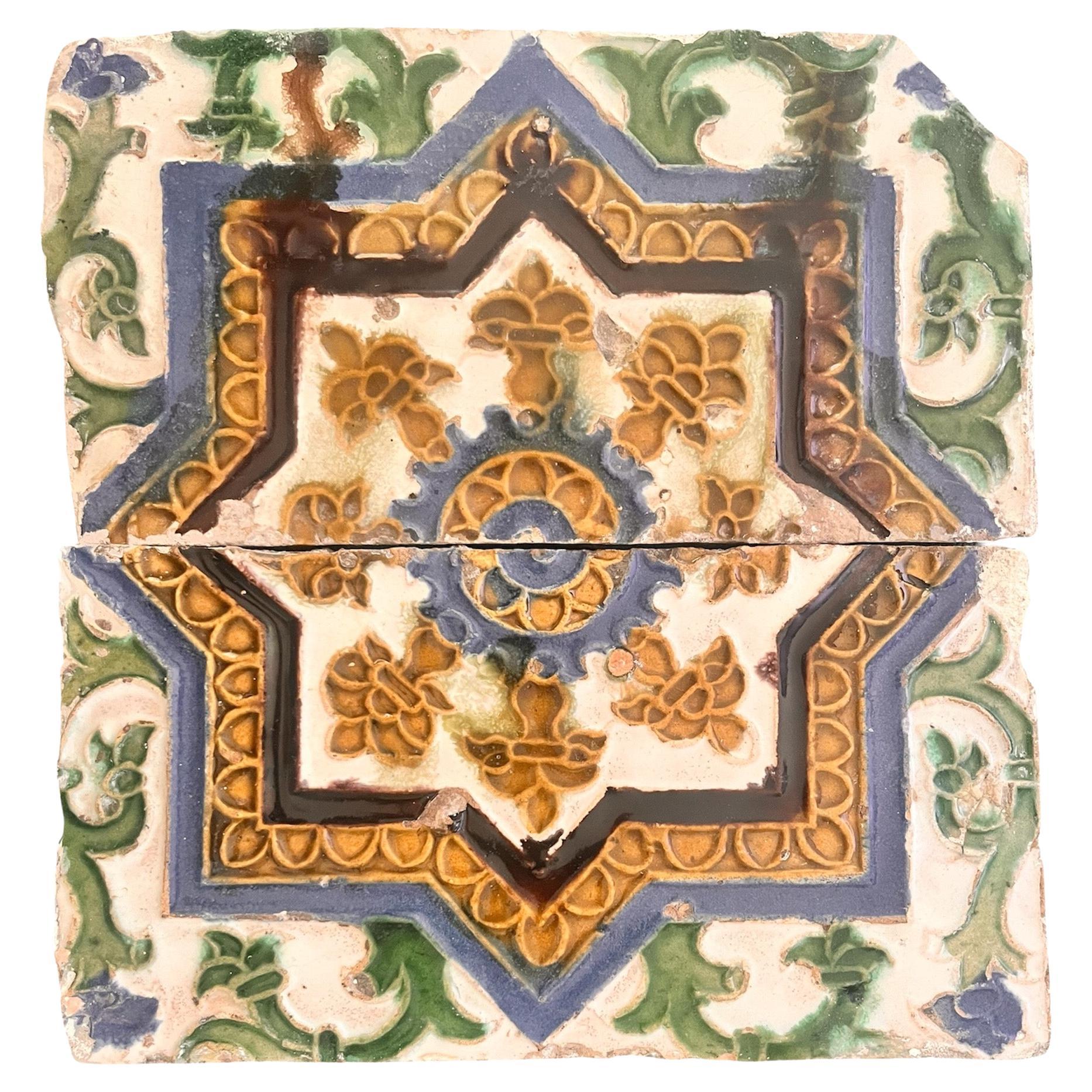 Piastrelle Azulejo spagnole 'Dos por Tabla' - Arista y Cuenca - Toledo XVI secolo in vendita