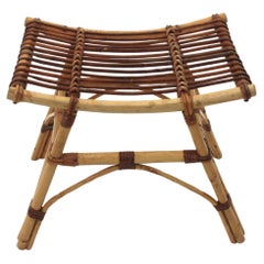 Spanish Bamboo Rattan Stool / Side Table