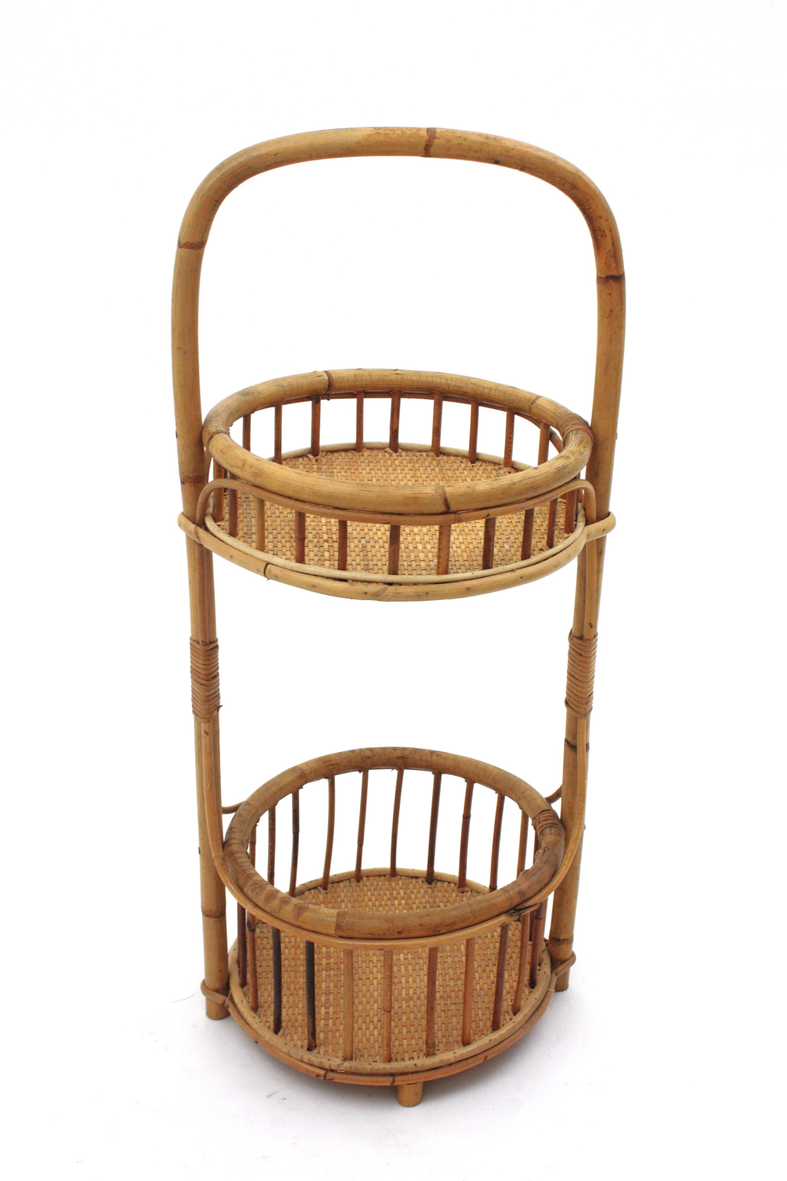 Spanischer Bambus Rattan & geflochtene Weide Barwagen oder Dry Bar im Angebot 4