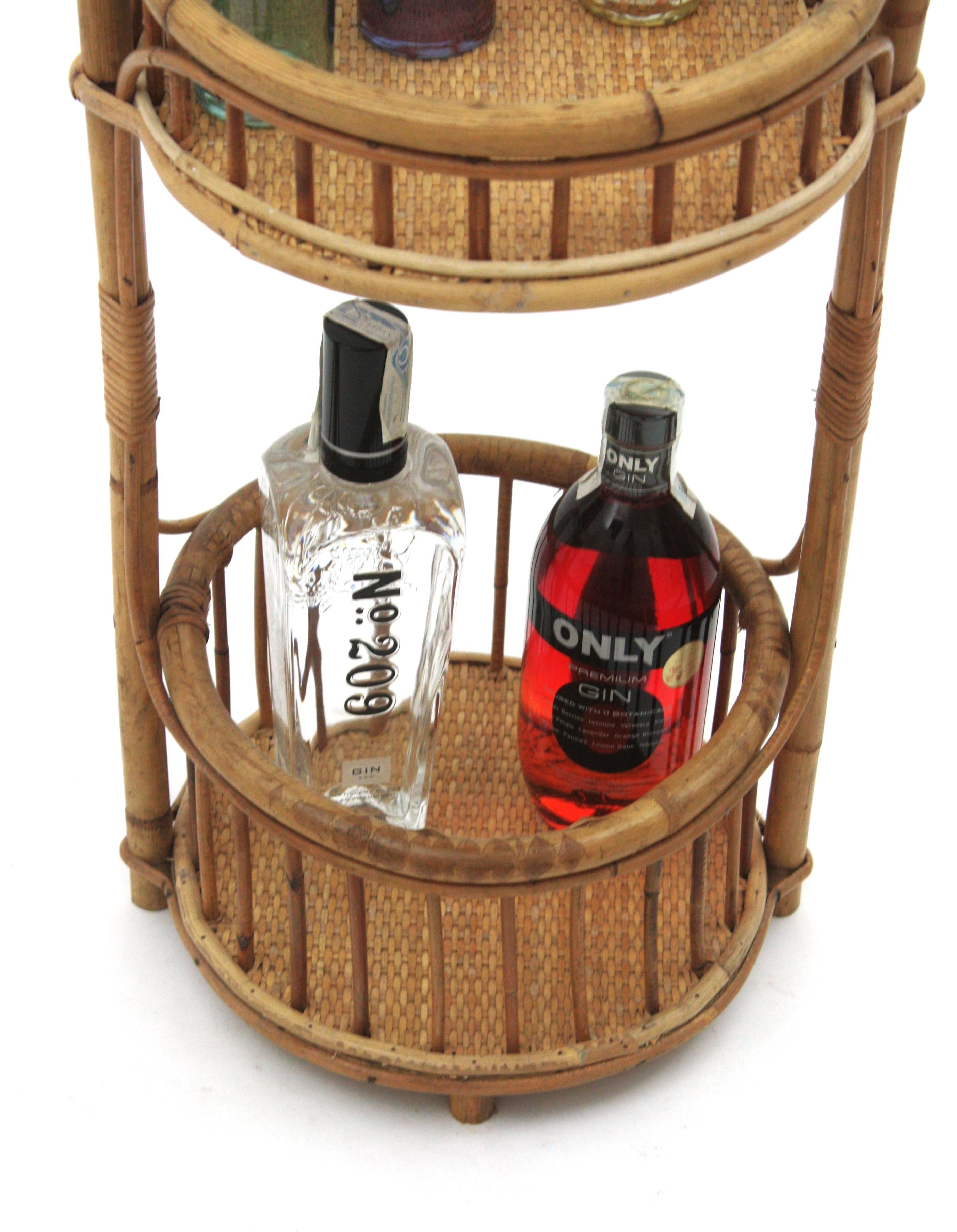 Spanischer Bambus Rattan & geflochtene Weide Barwagen oder Dry Bar im Angebot 5