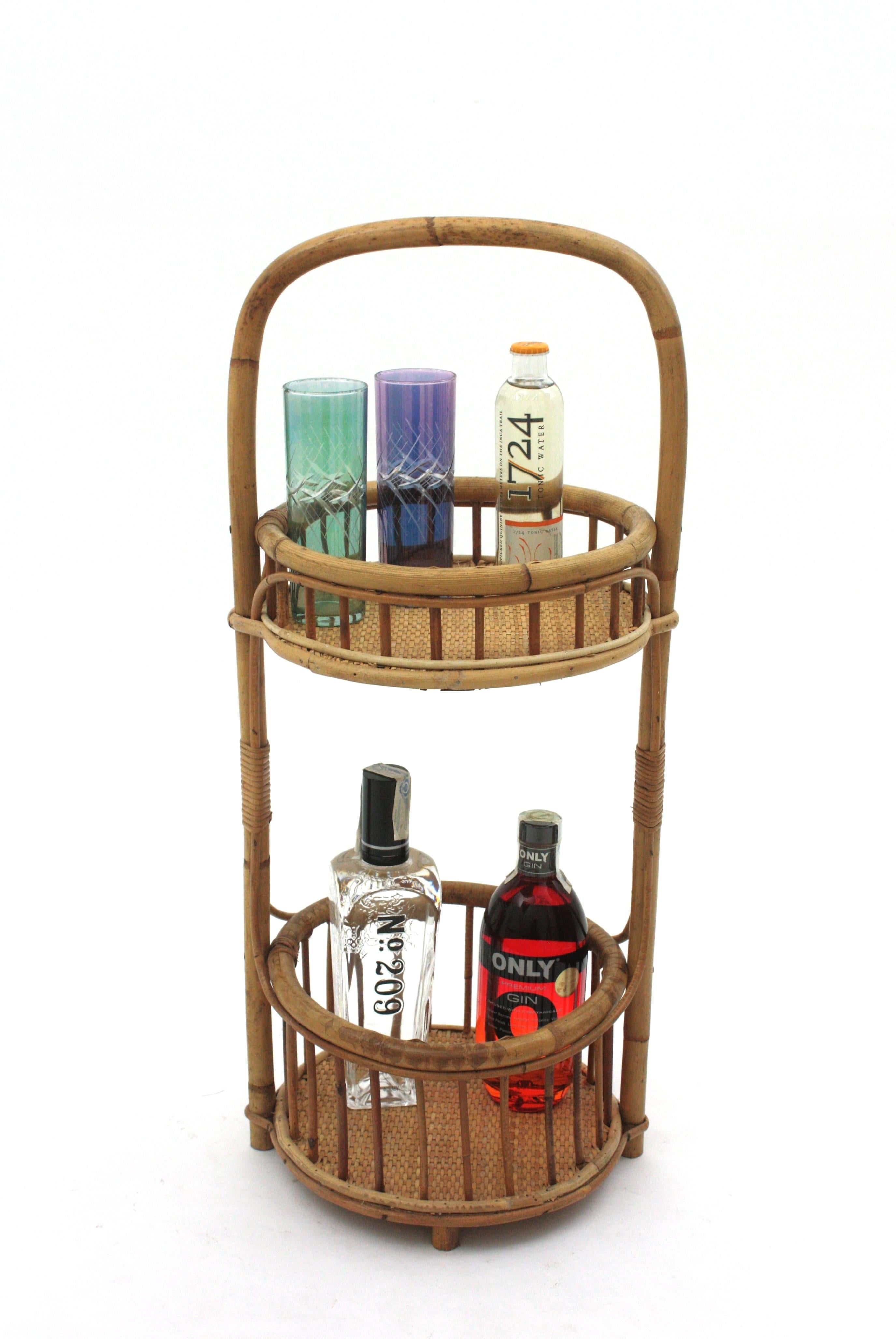 Spanischer Bambus Rattan & geflochtene Weide Barwagen oder Dry Bar im Angebot 6