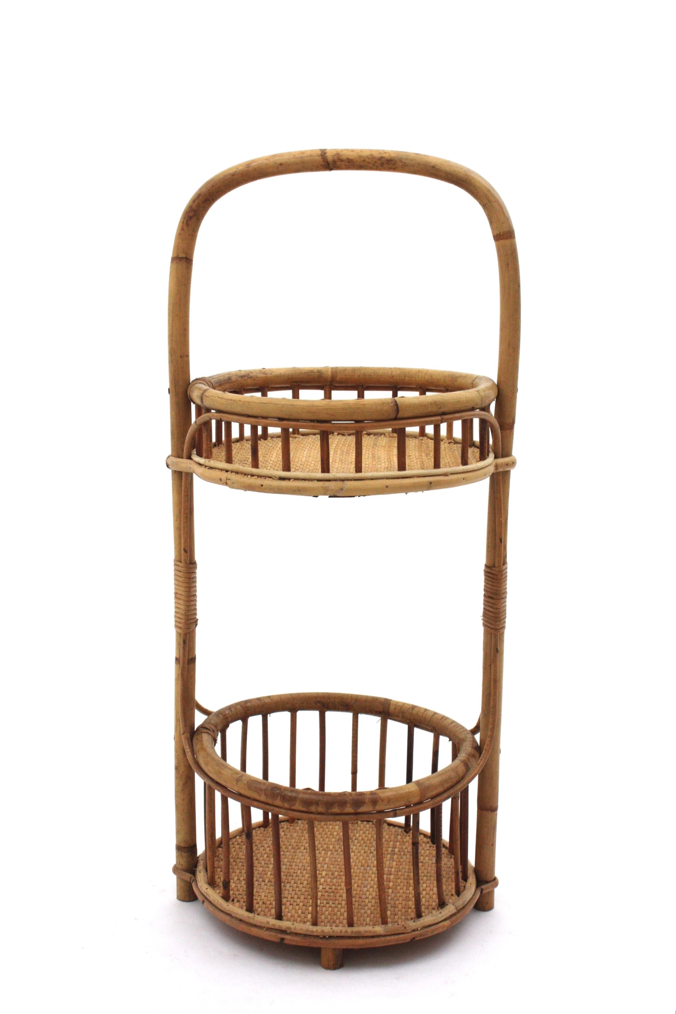 Spanischer Bambus Rattan & geflochtene Weide Barwagen oder Dry Bar im Angebot 8