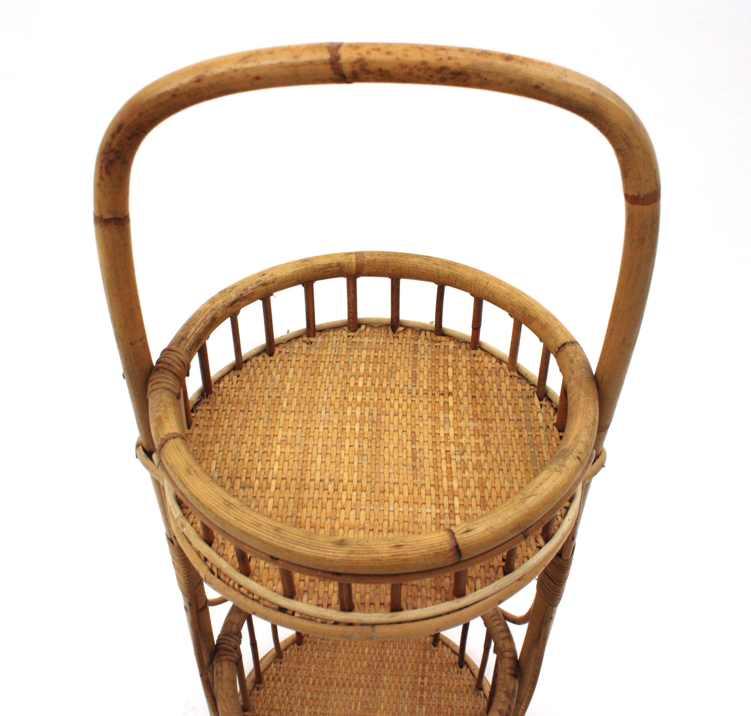 Spanischer Bambus Rattan & geflochtene Weide Barwagen oder Dry Bar im Angebot 1