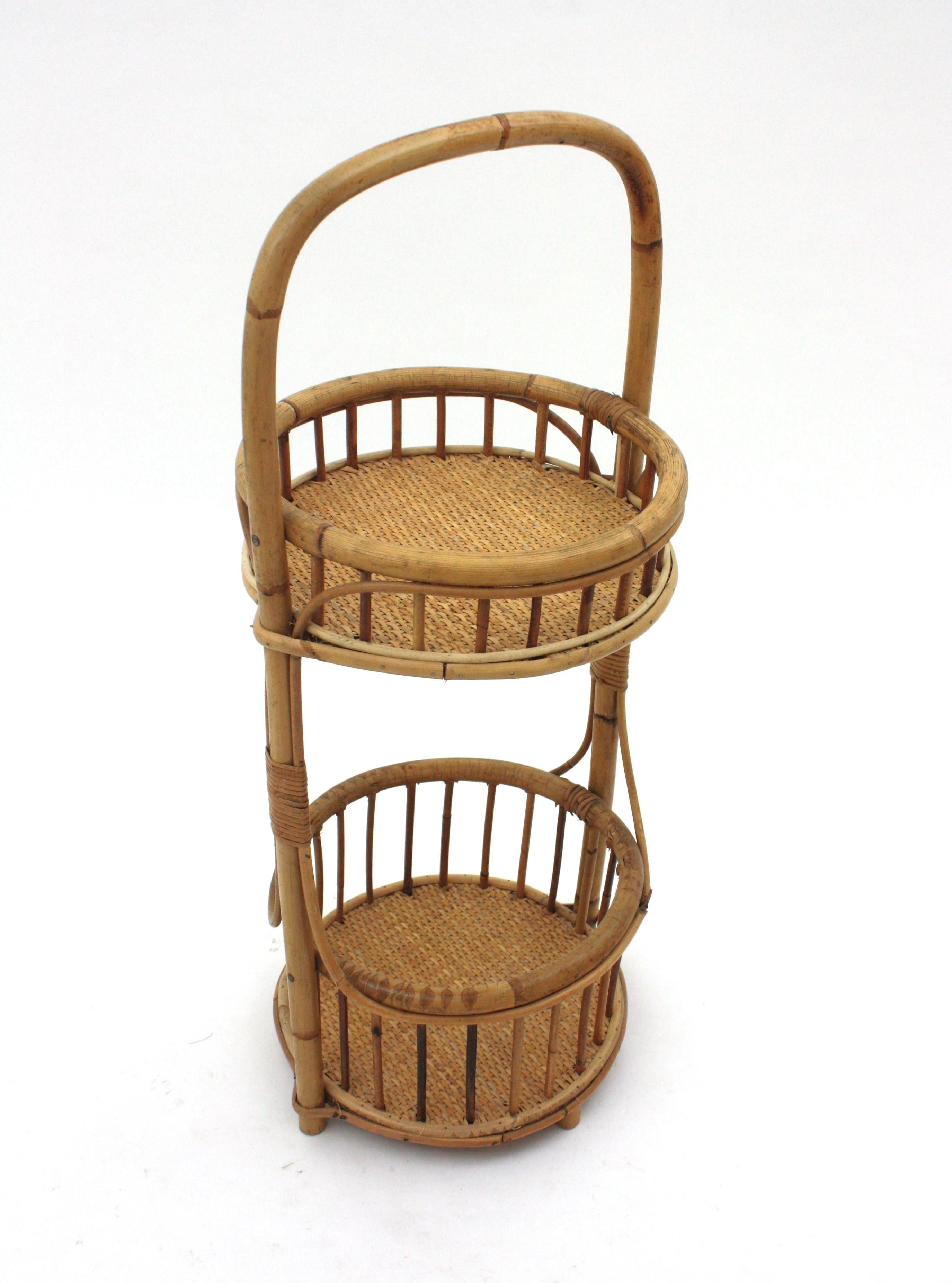 Spanischer Bambus Rattan & geflochtene Weide Barwagen oder Dry Bar im Angebot 2