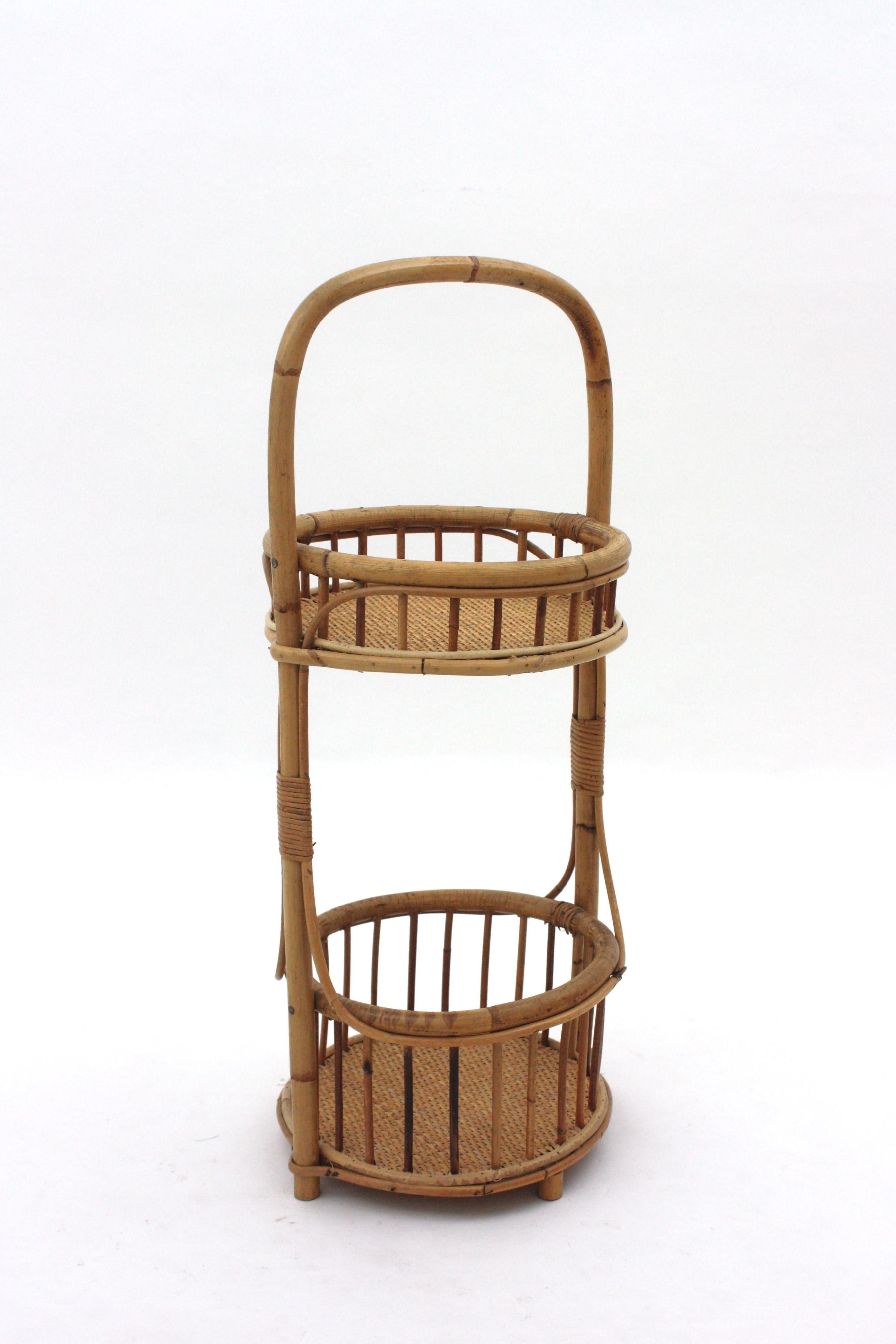 Spanischer Bambus Rattan & geflochtene Weide Barwagen oder Dry Bar im Angebot 3