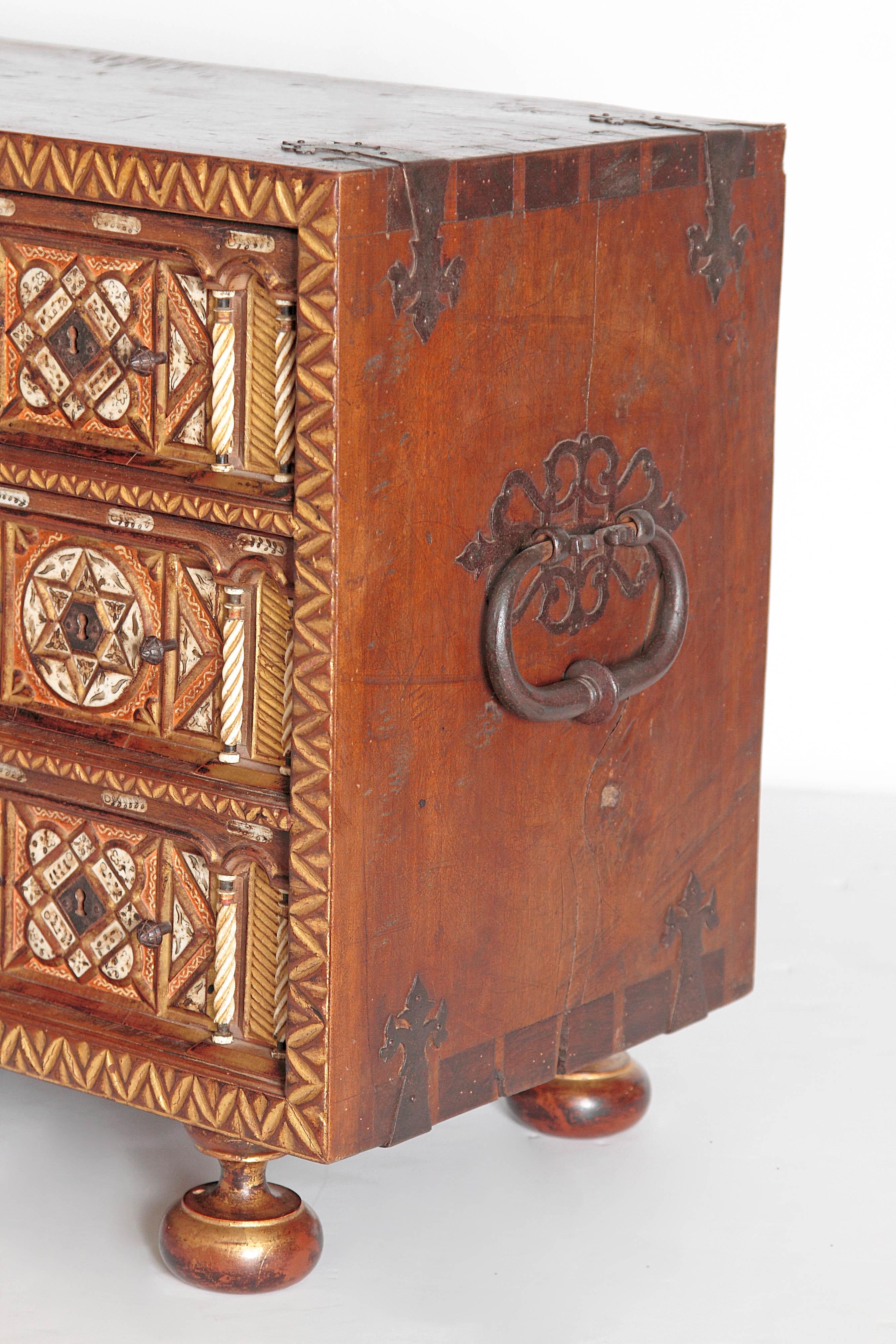 Hand-Carved Spanish Bargueno / Portable Desk Cabinet